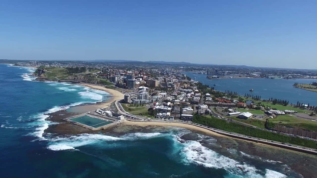 Newcastle Australia Coastline Aerial View Wallpaper