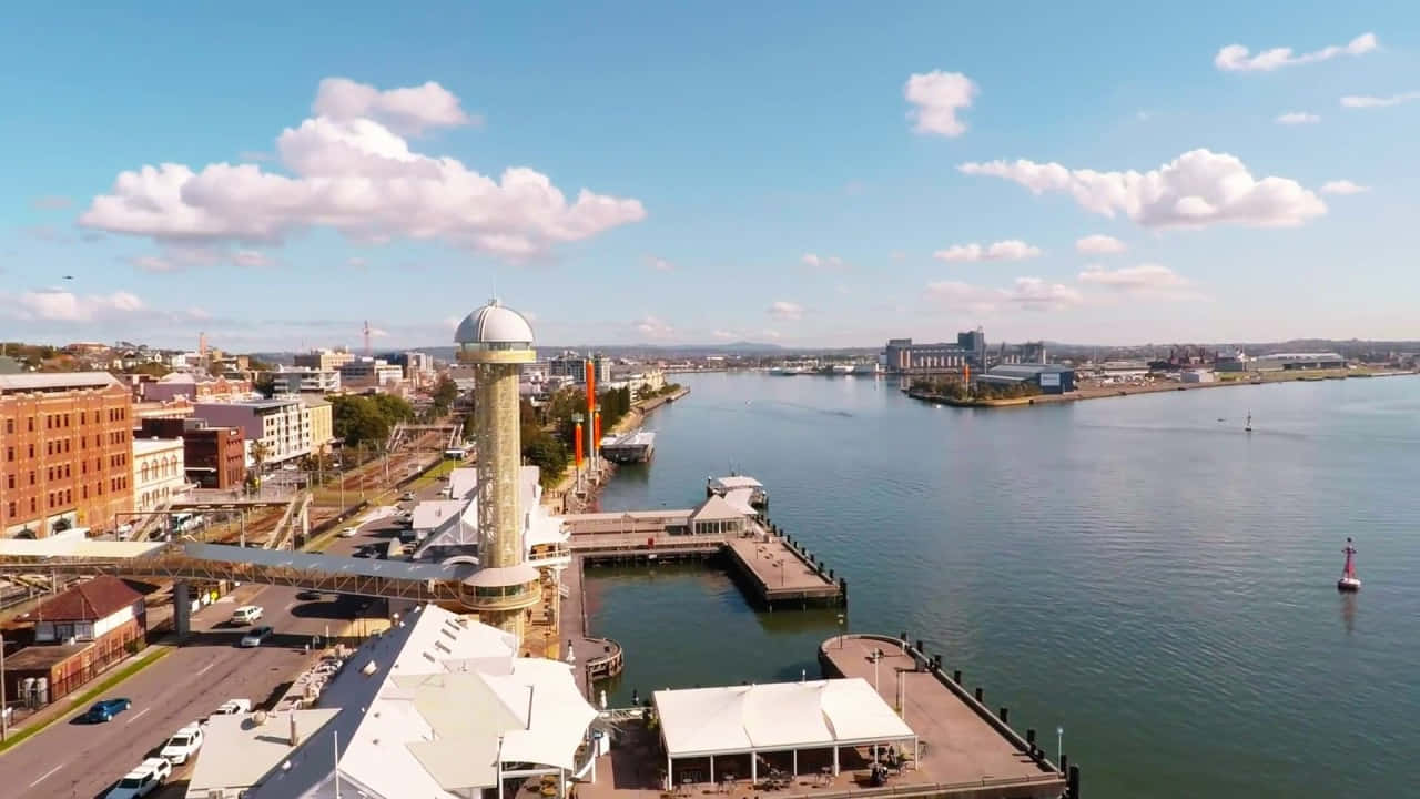 Newcastle Australia Waterfront Aerial View Wallpaper