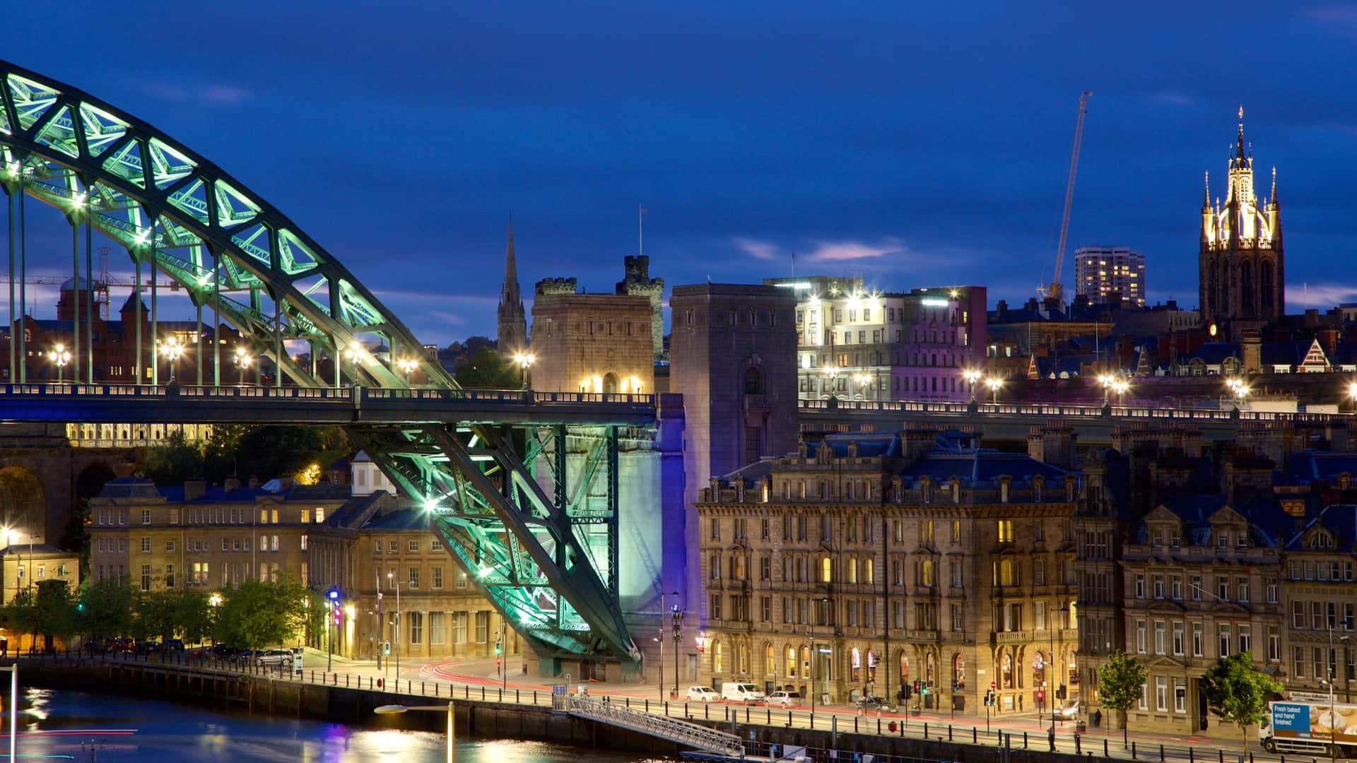 Newcastle Tyne Bridge Night View Wallpaper