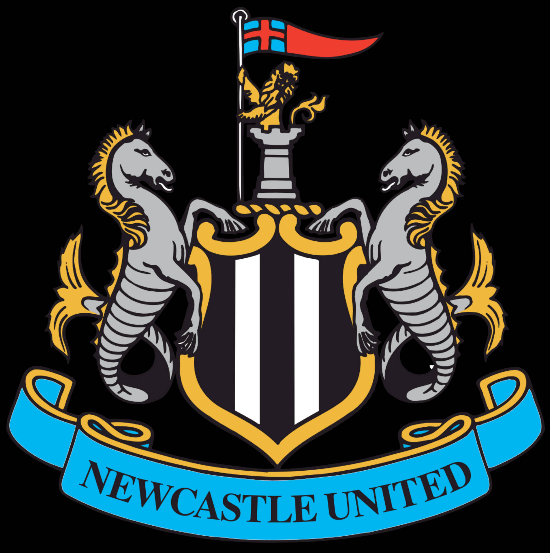 Uncoinvolgente Logo Del Newcastle United Fc In Bianco E Nero Sfondo