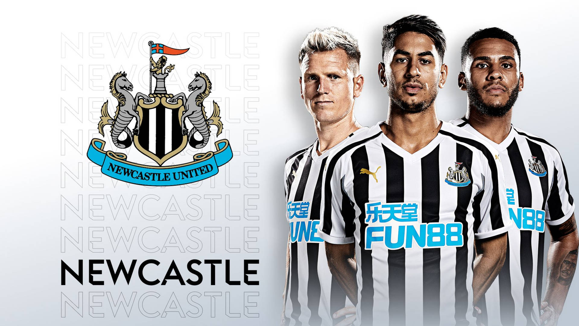 Newcastleunited Fc Logo Und Spieler Wallpaper