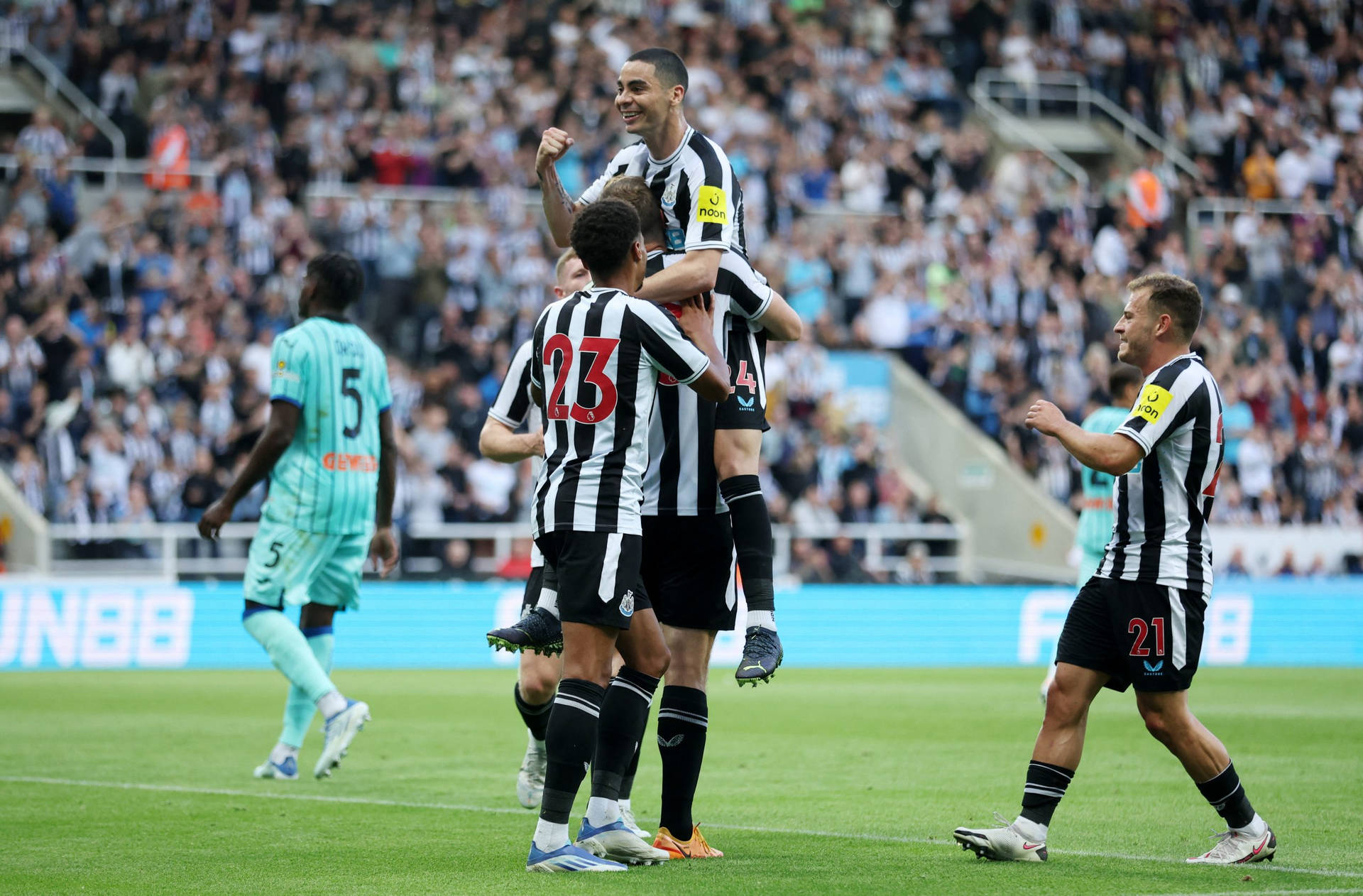 Newcastle United FC-spillere fejrer et mål Wallpaper