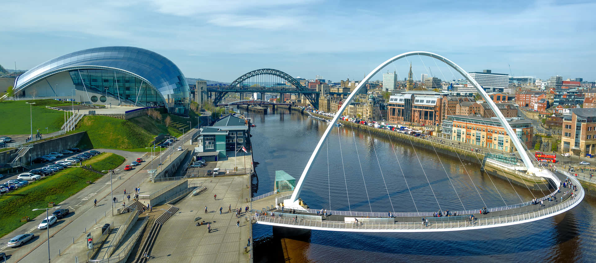 Newcastle Upon Tyne River Tyne Bridges Panorama Wallpaper