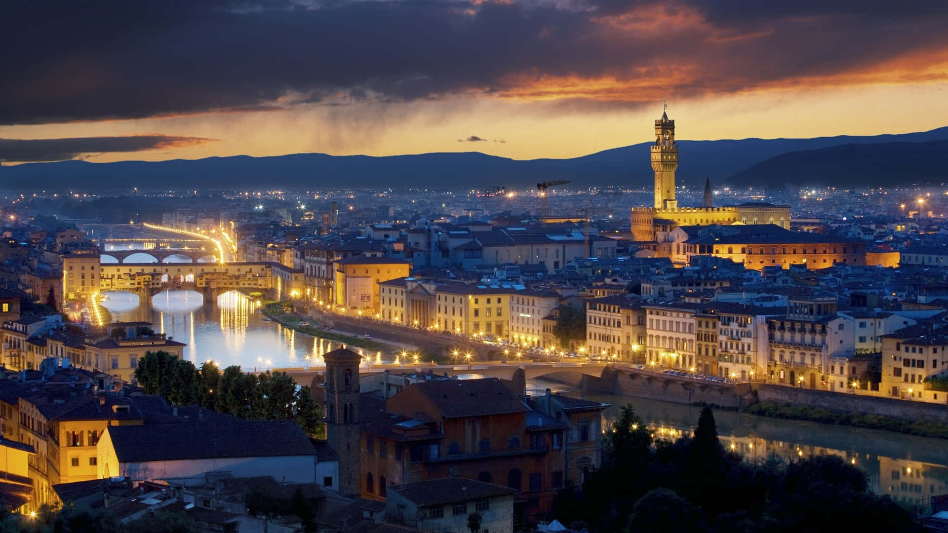 Noticiascamping Ponte Vecchio Al Atardecer Fondo de pantalla