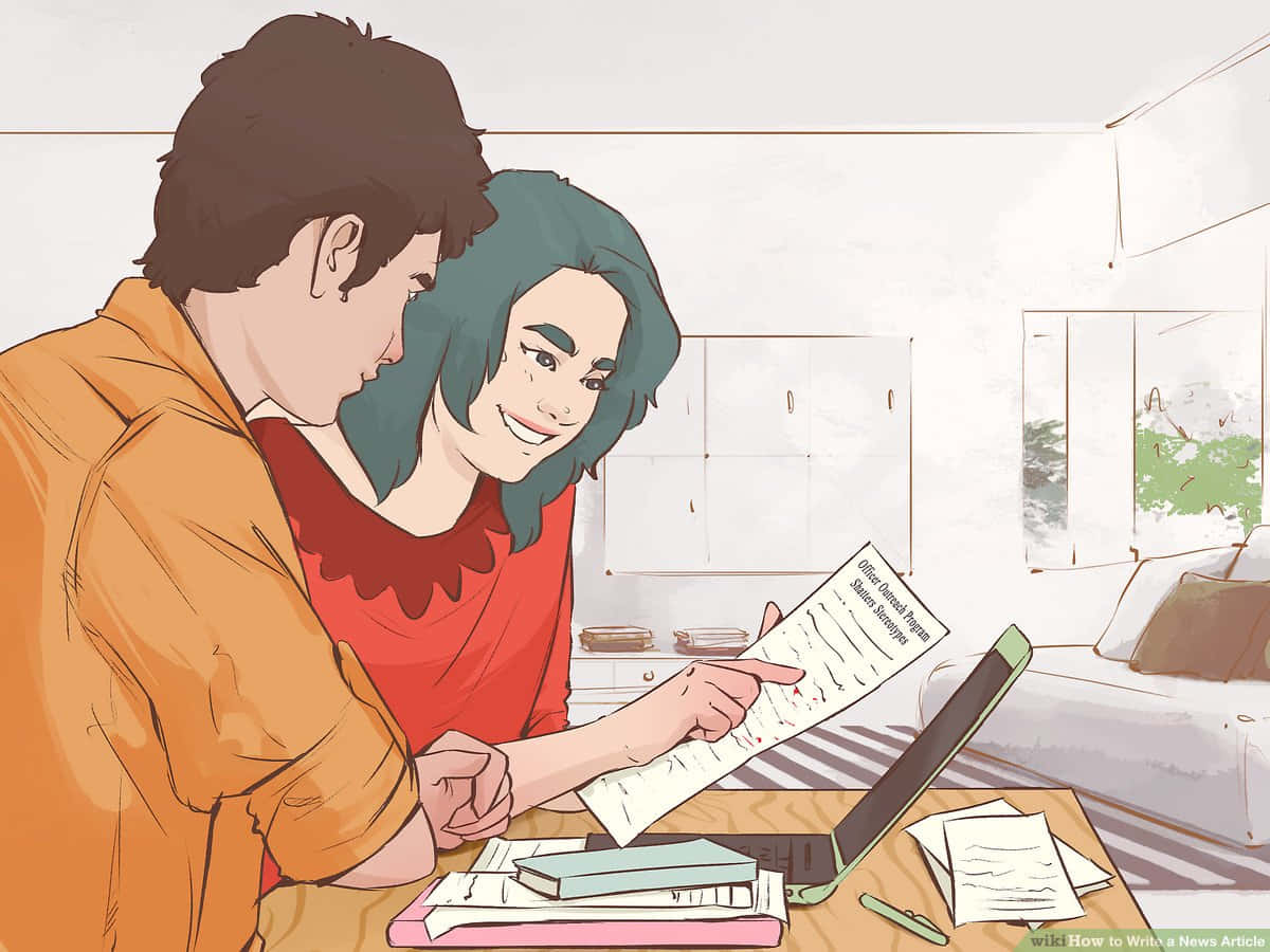 Animated Couple Reading News Picture
