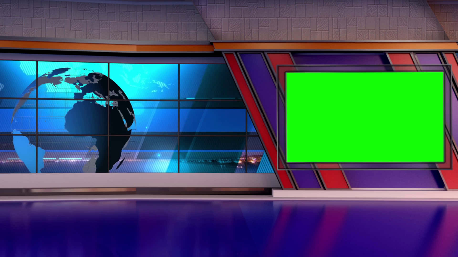 A News Studio With A Green Screen