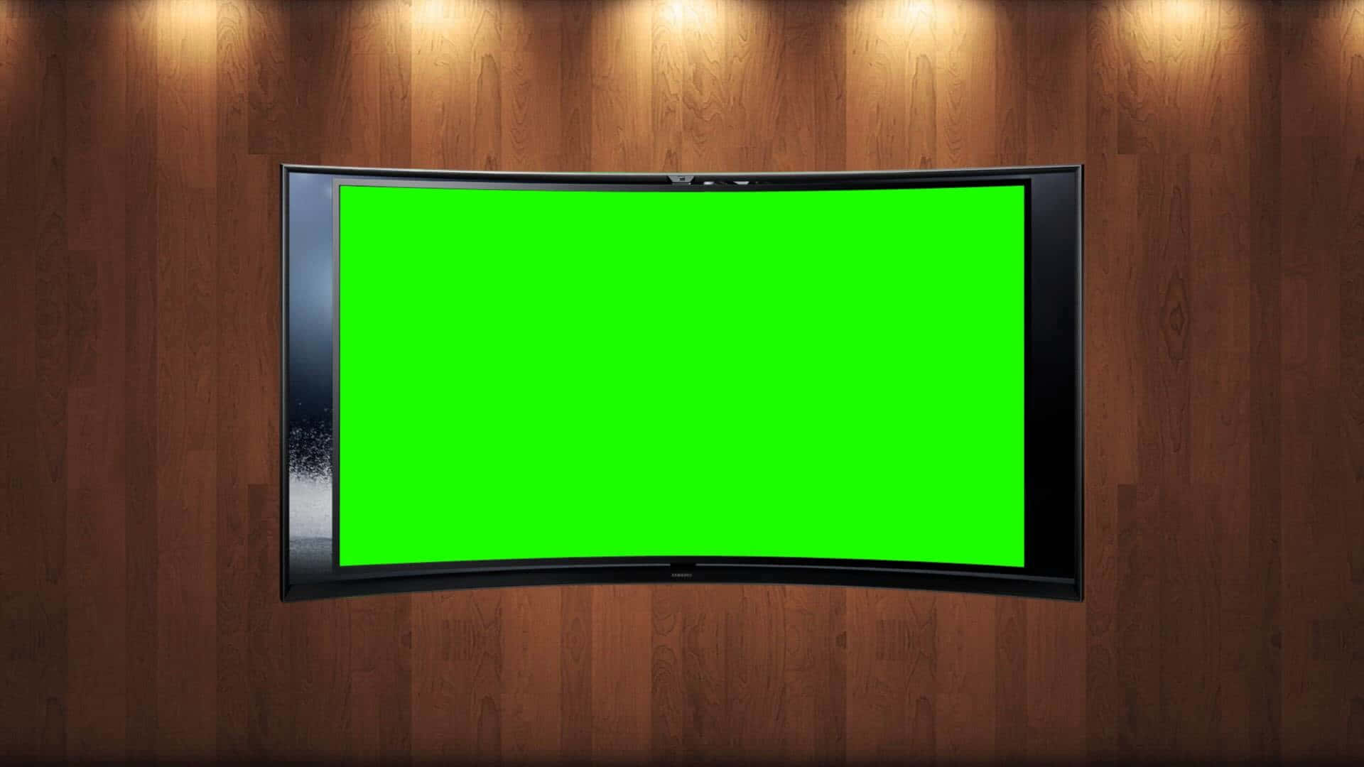 A Green Screen On A Wooden Wall