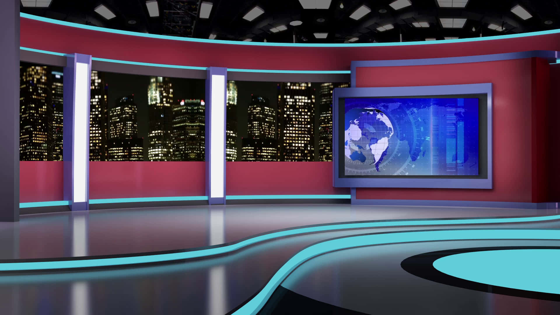 News Studio Anchor Ready to Broadcast