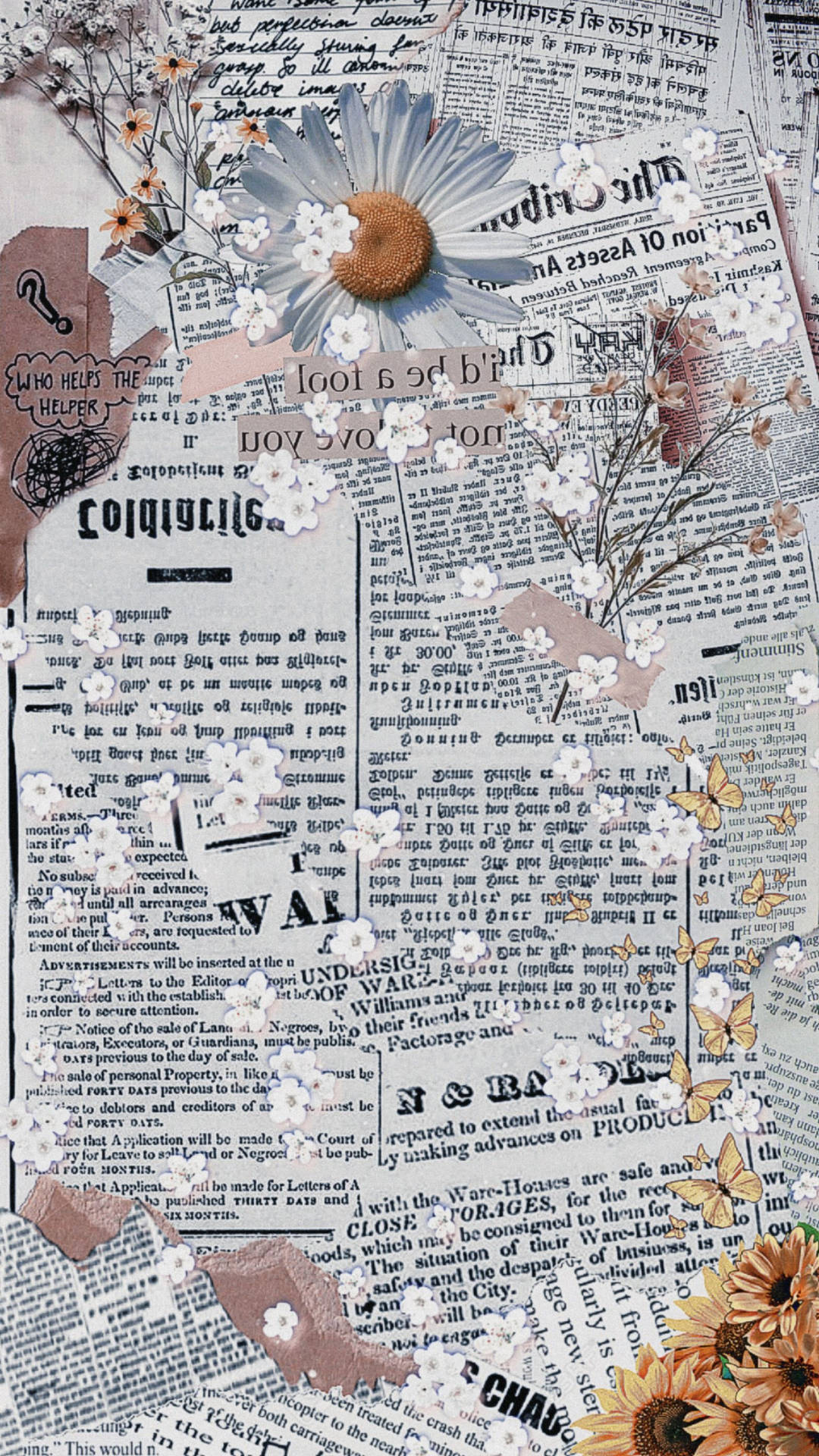 Newspaper Aesthetic Flower Stickers Picture