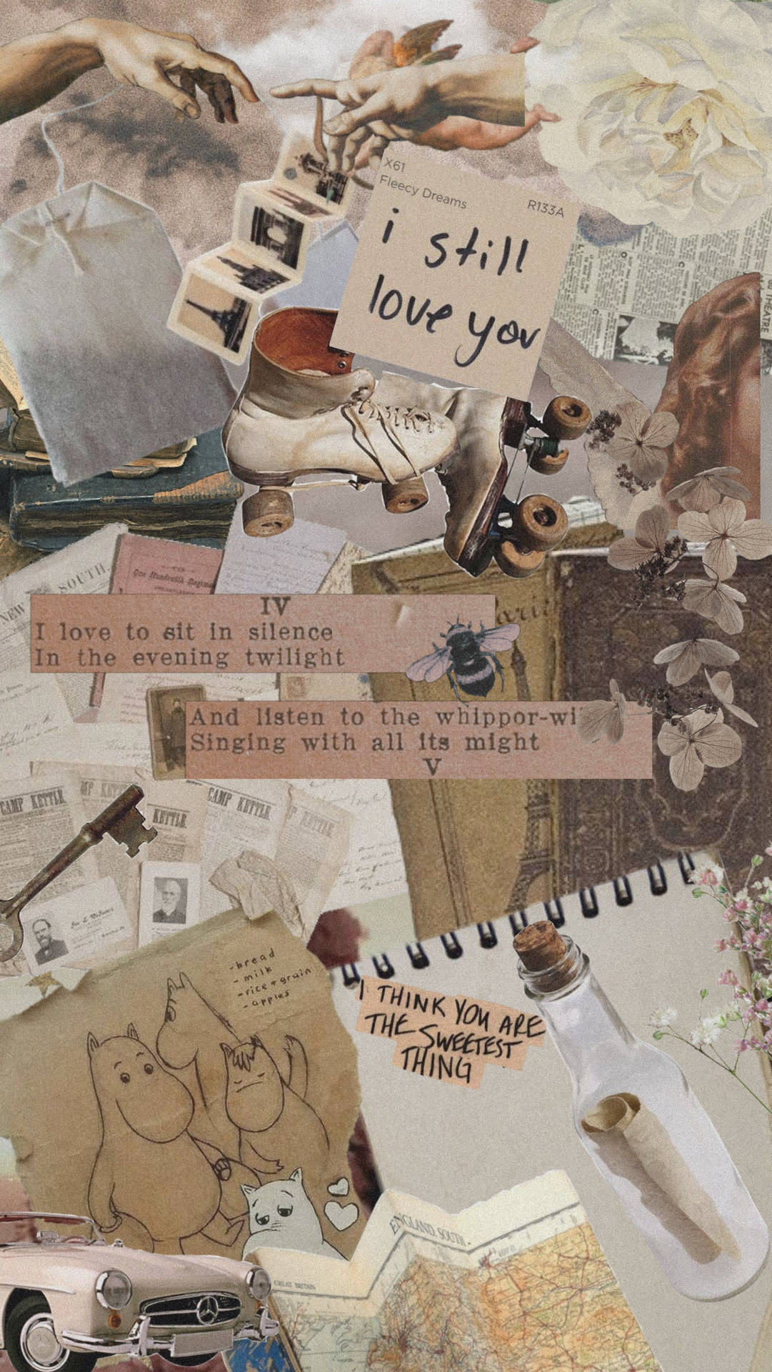 Caption: Unveiling Thoughts - A Peek into A Newspaper Collage Wallpaper