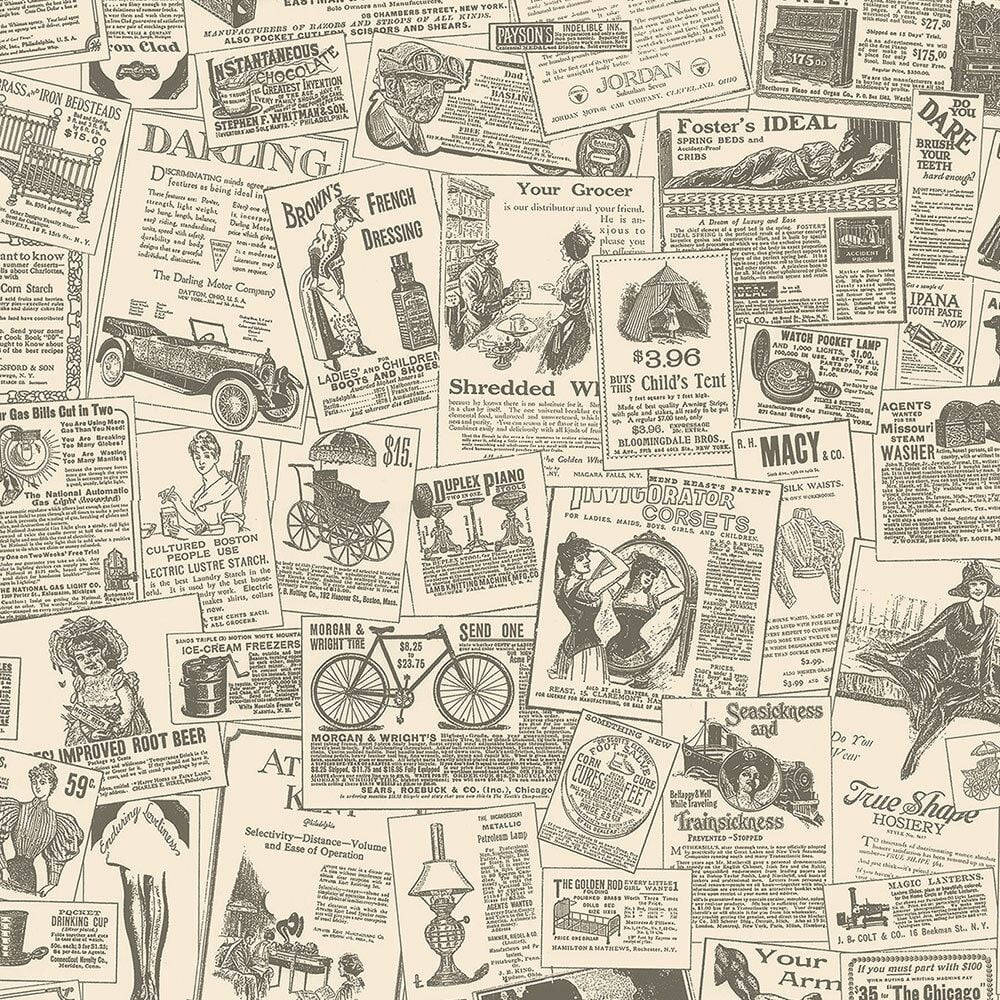 Newspaper Aesthetic Vintage Product Ads Wallpaper