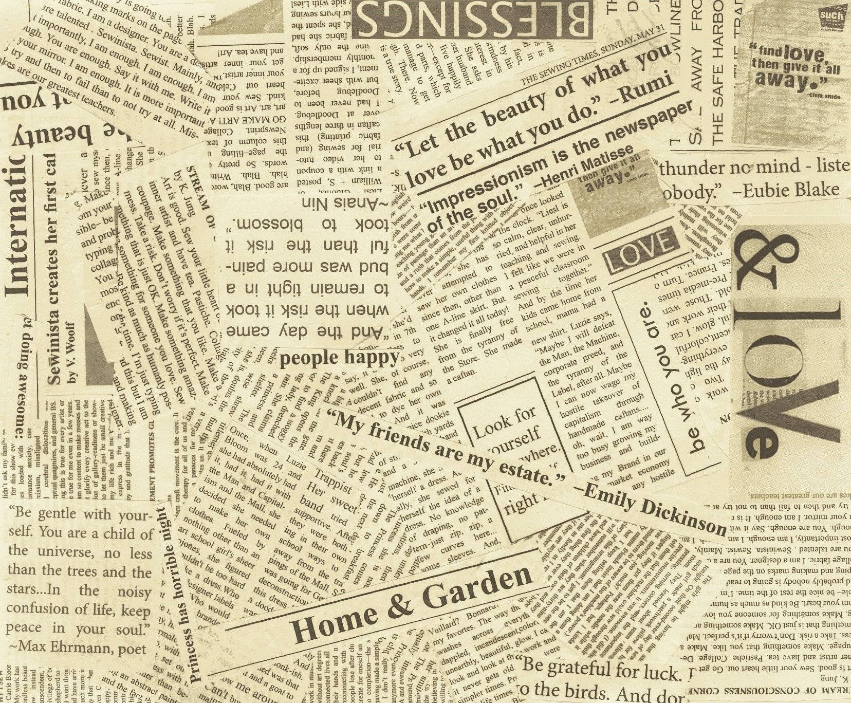 Newspaper Aesthetic Yellowish Clippings Wallpaper