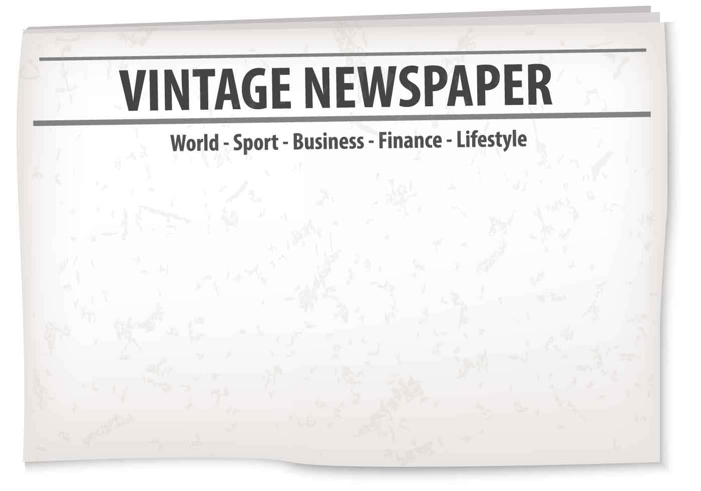Vintage Newspaper With White Blank Page Background