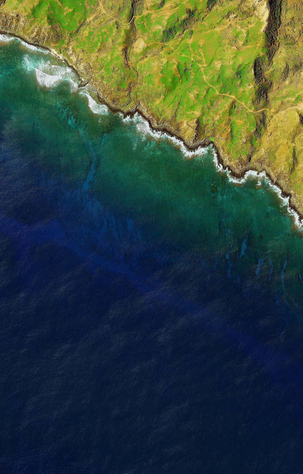 Unaimagen Satelital Del Océano Y Una Playa Fondo de pantalla