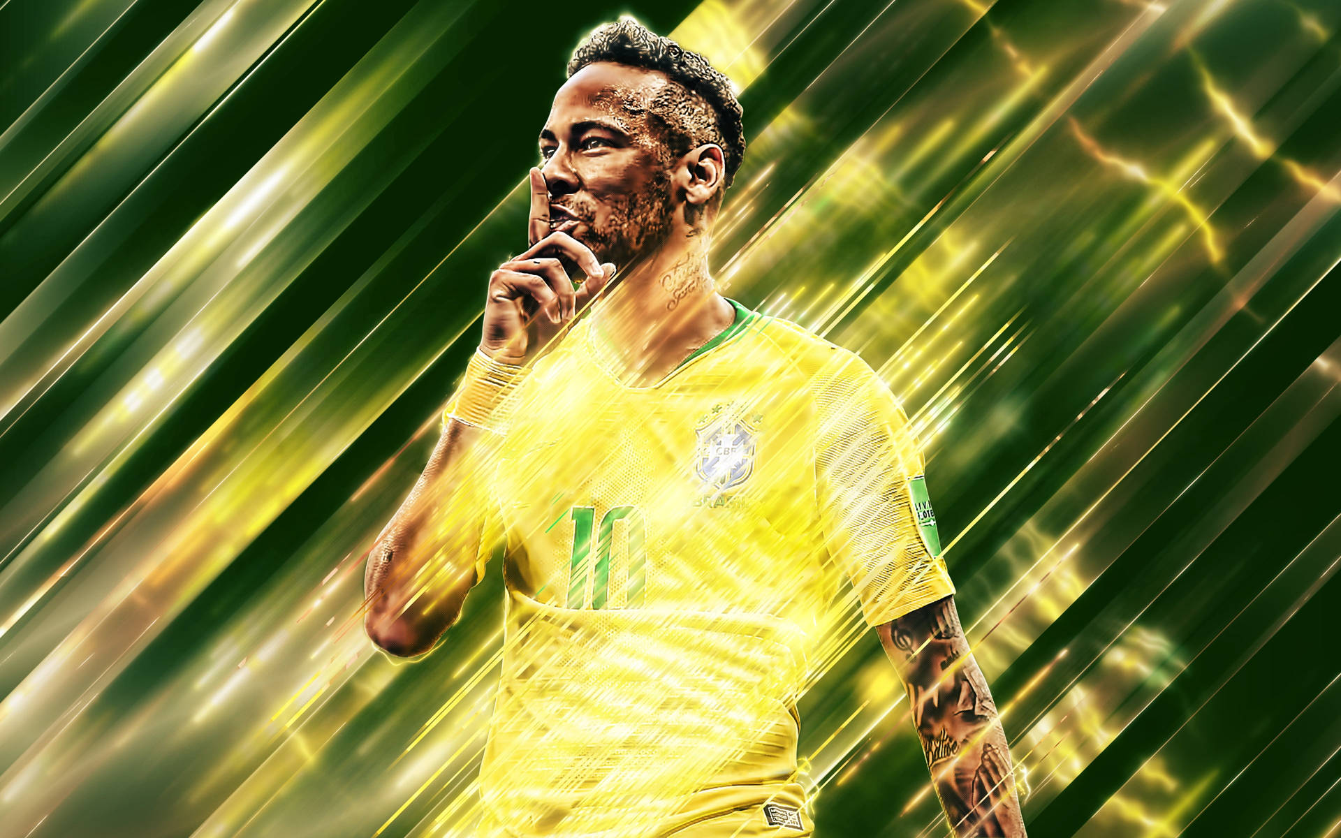 Neymar 4K Bright Yellow Lines Wallpaper