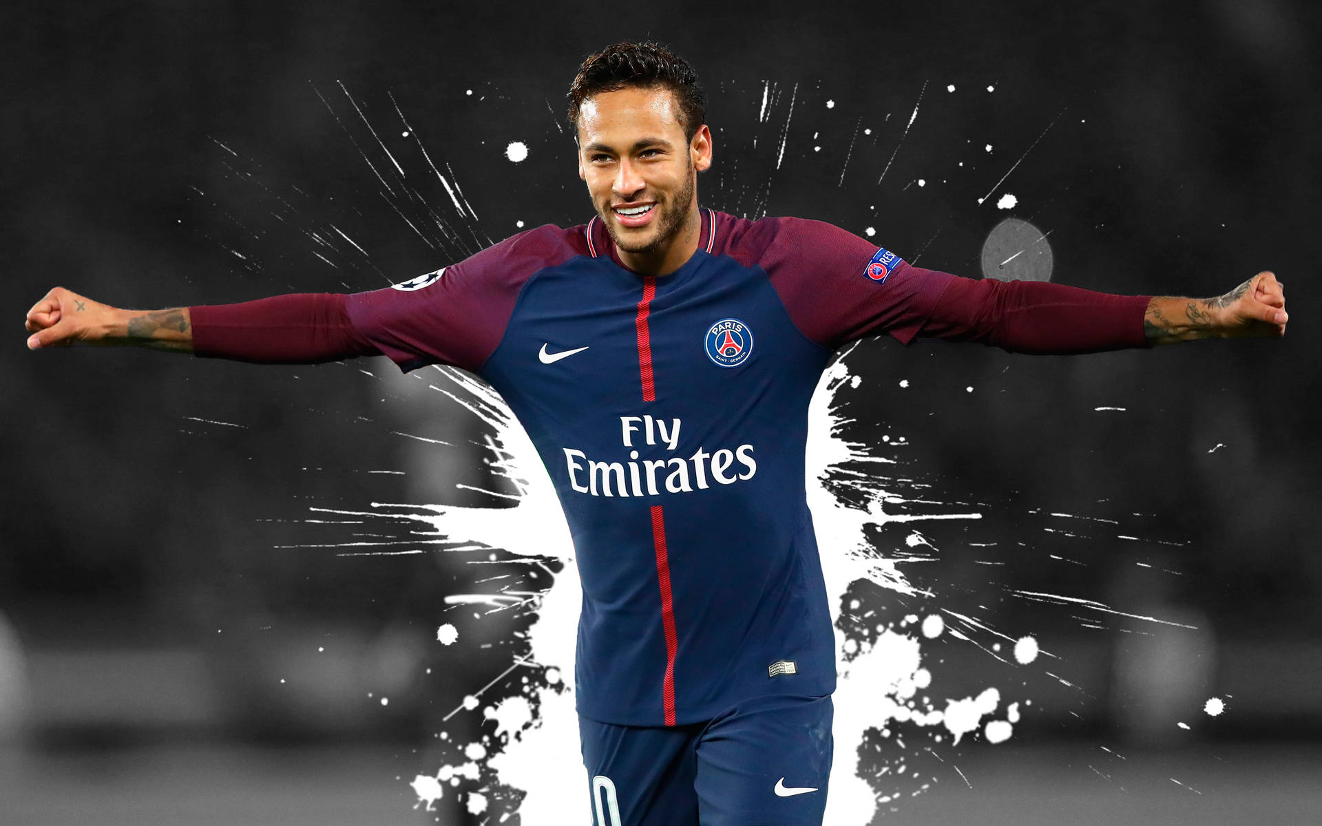 Neymar 4K Fodbold Hvid Splatters Tapet Wallpaper