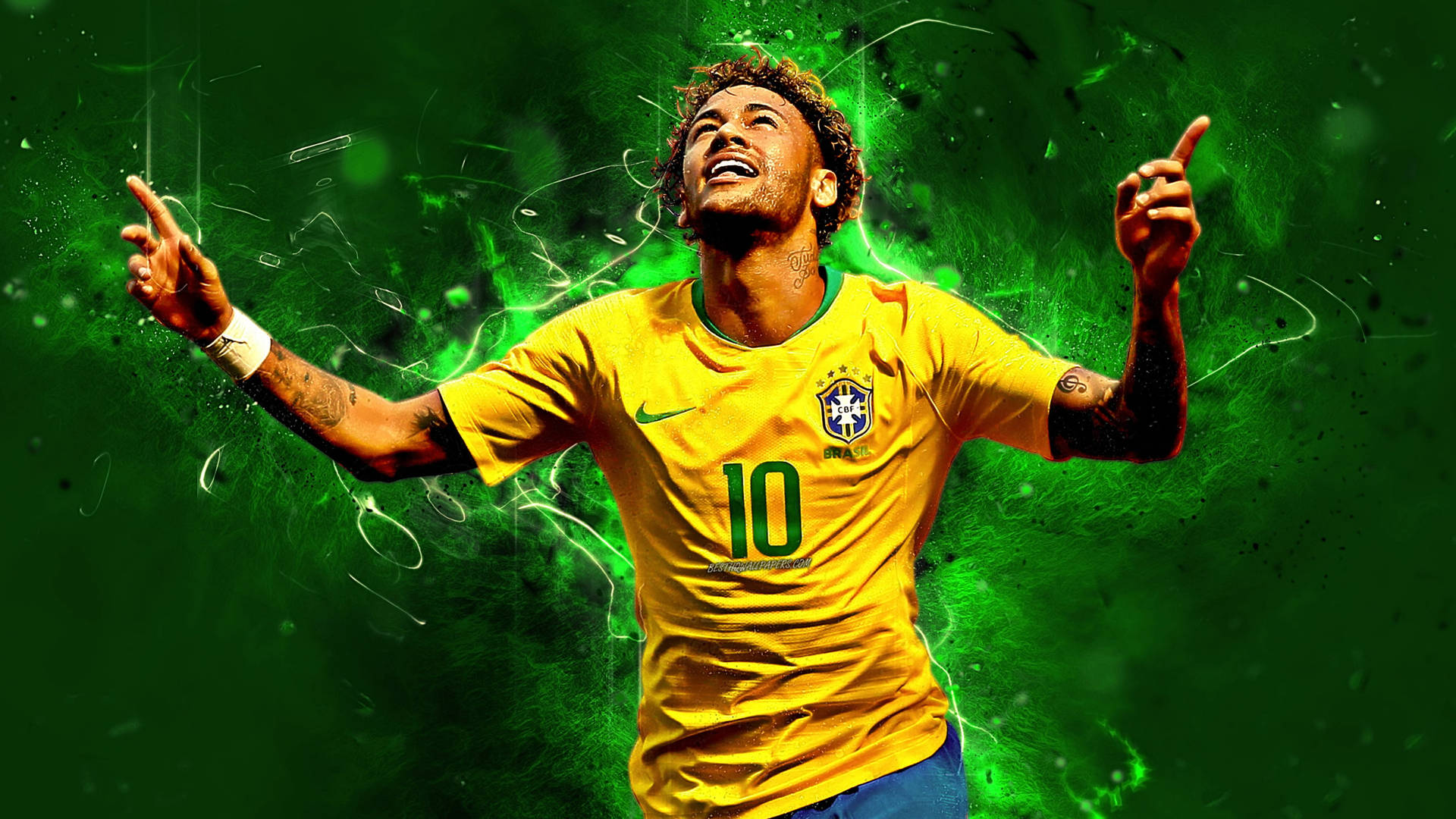 Neymar 4K Neon Grøn Fan-redigering Tapet: Wallpaper