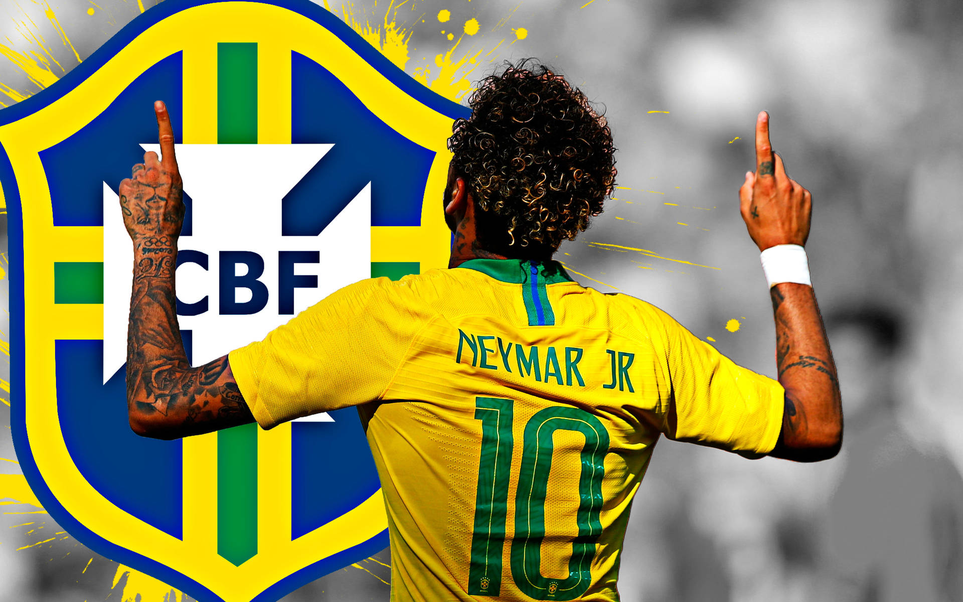 Neymar 4K With Big CBF Logo Wallpaper