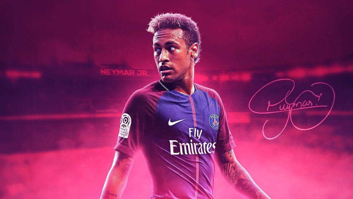 Neymar showing off his skill and style in a flashy pink suit. Wallpaper