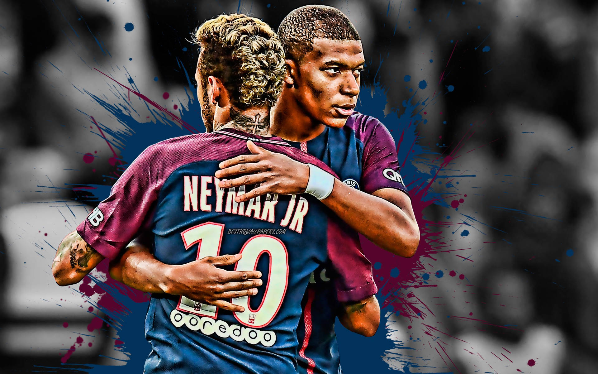 Neymar And Kylian Mbappe 4k Digital Artwork Wallpaper