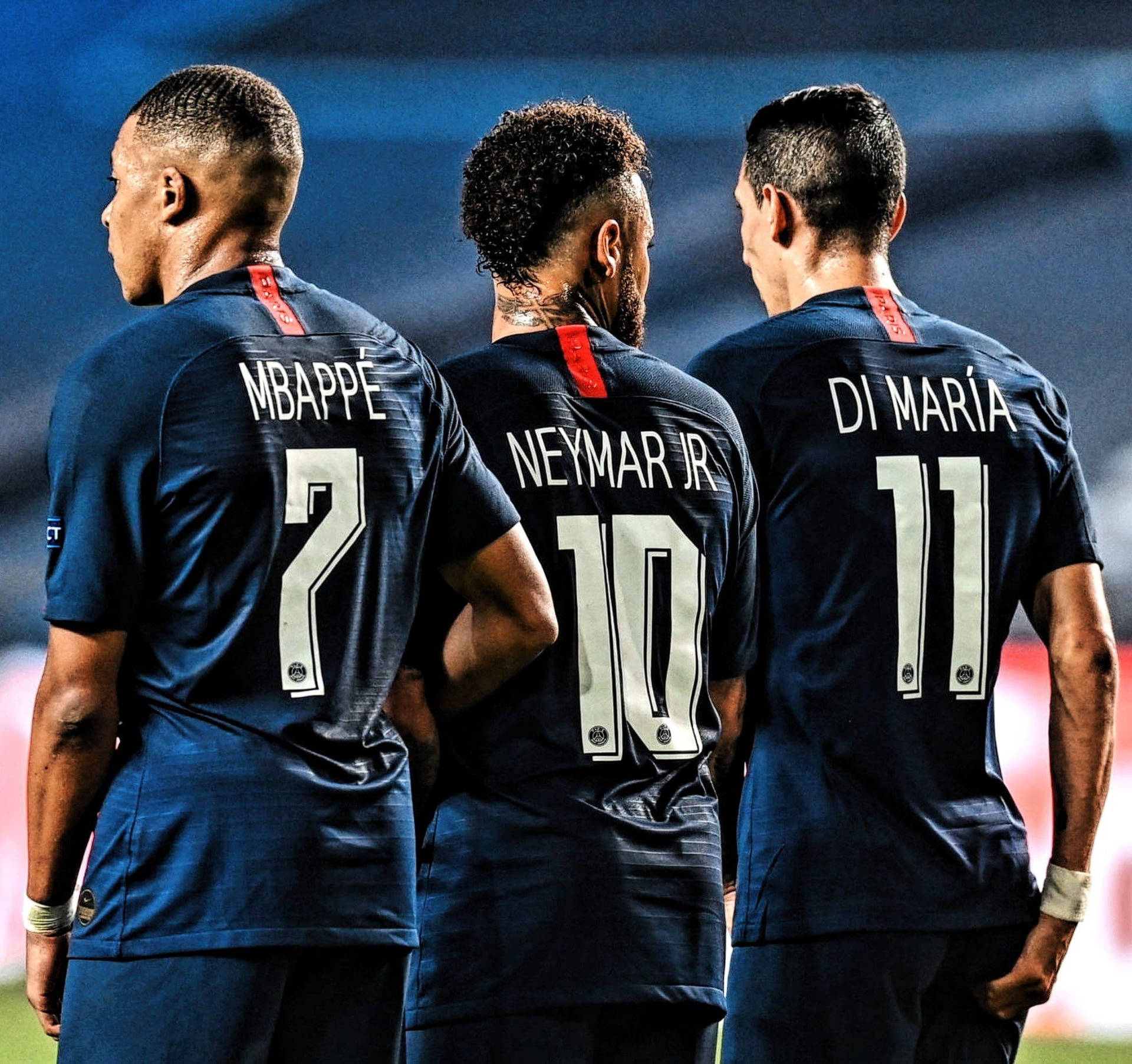 Neymar And Mbappe With Di Maria Wallpaper