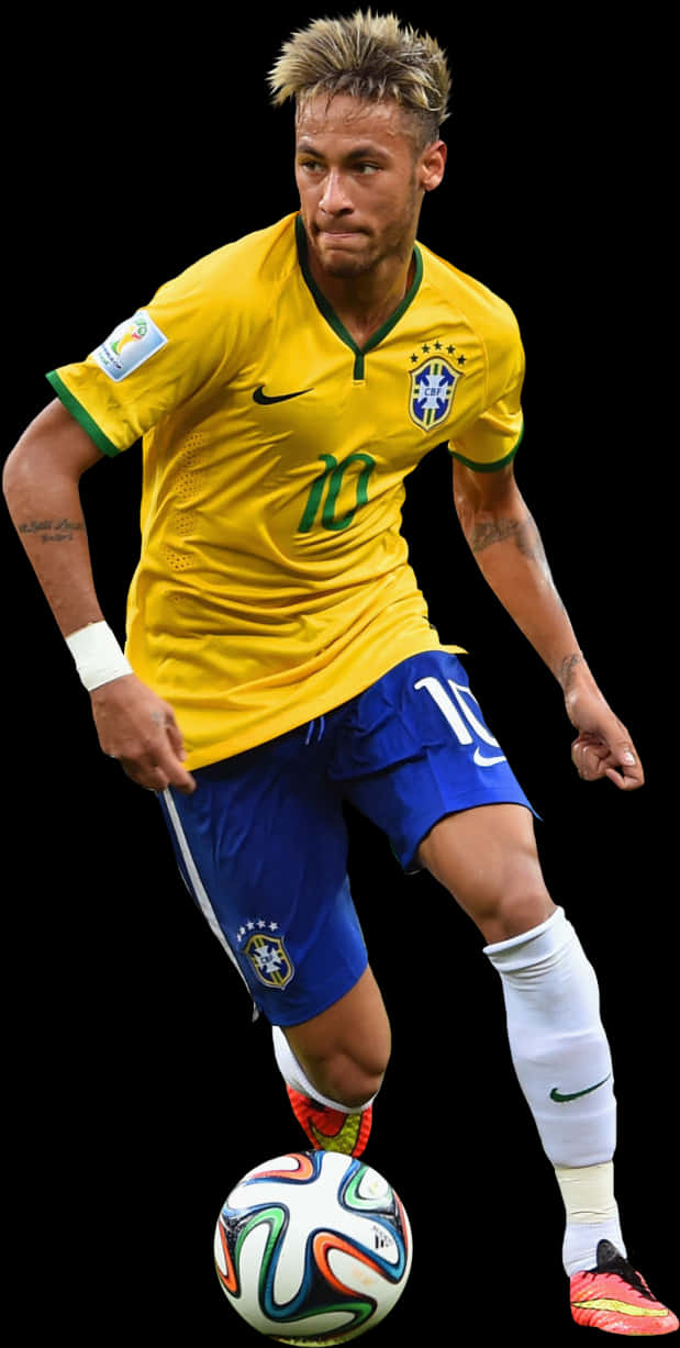 Neymar Brazil Dribbling Soccer Player PNG