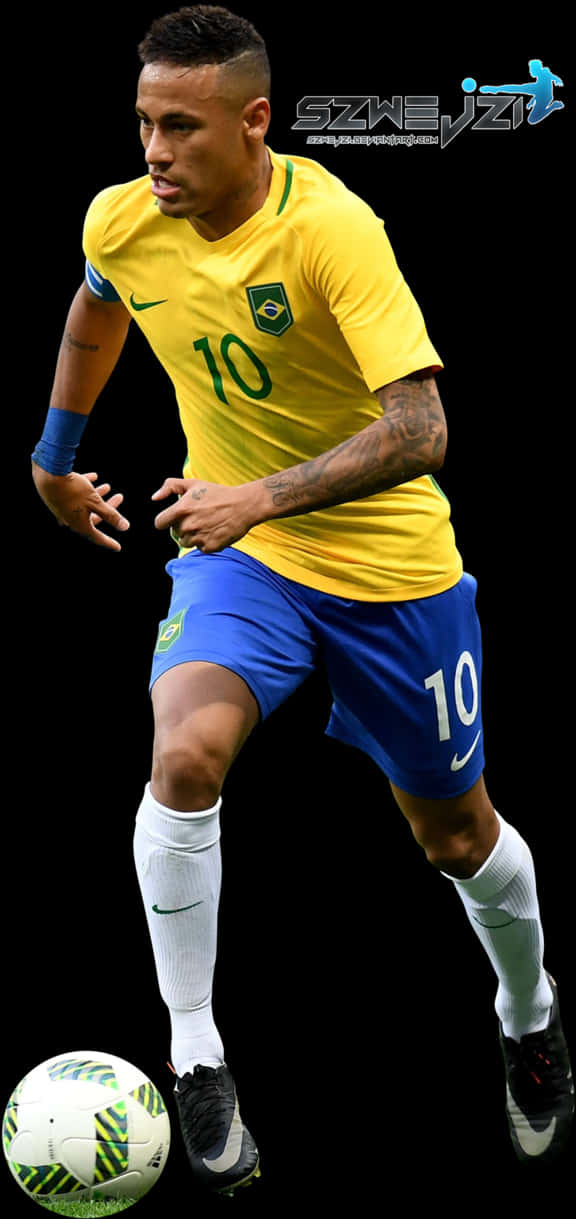 Neymar Brazil Number10 Dribbling PNG