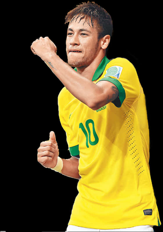Neymar Celebrating Victory Brazil Jersey PNG