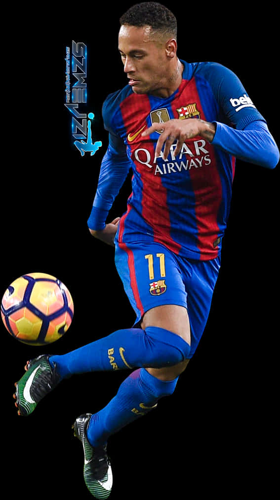 Neymar F C Barcelona Action Shot PNG