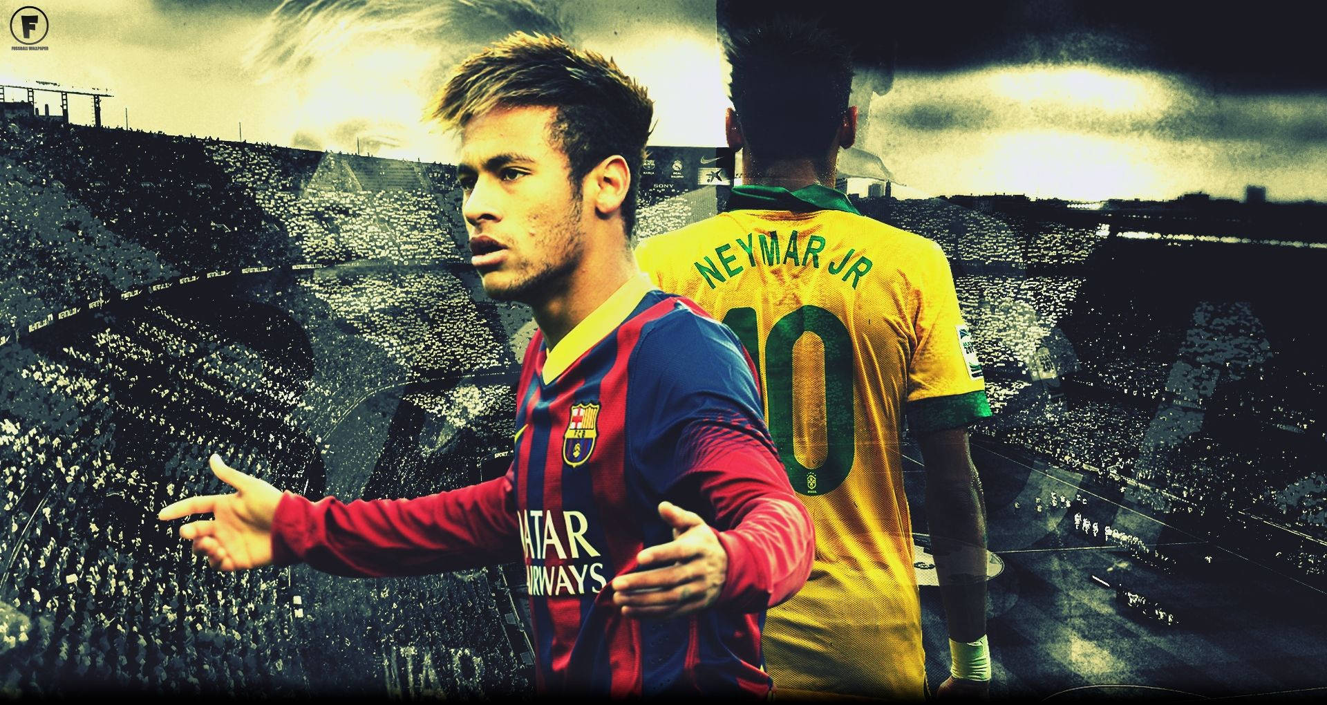 Neymar In Barca And Cbf Jersey Wallpaper