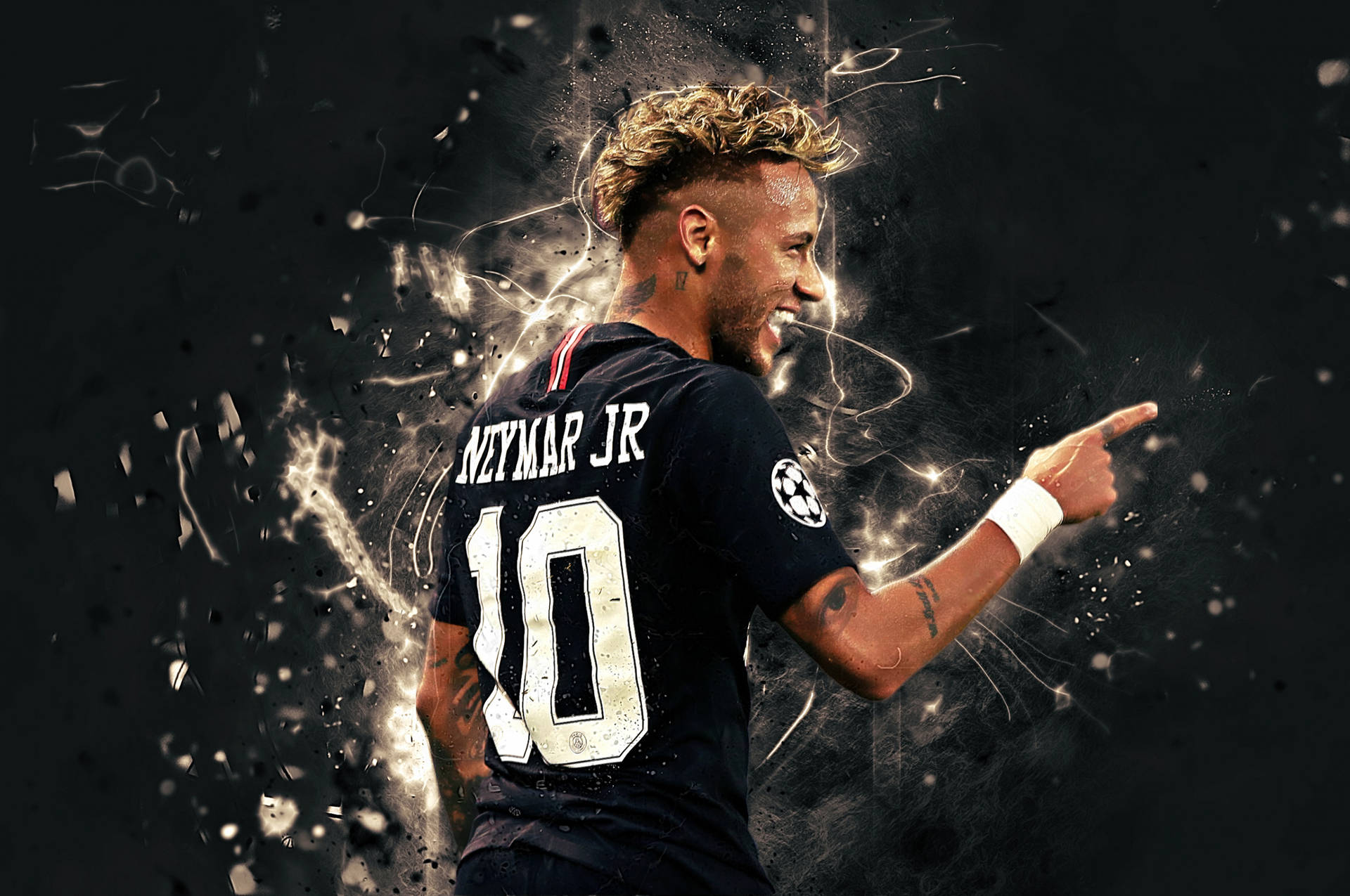Neymar In Black Glitch Fan Art Wallpaper