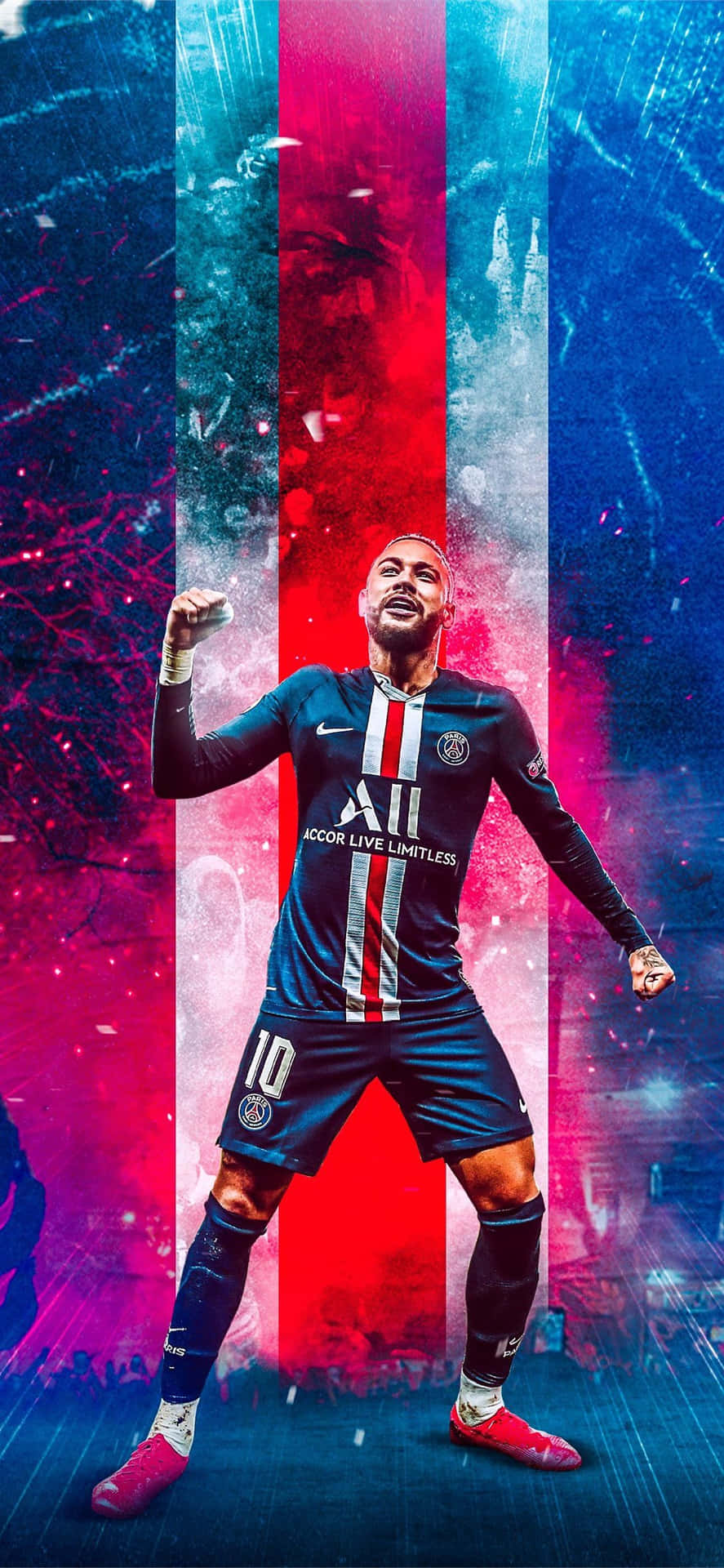 A Soccer Player In A Red And Blue Background Wallpaper