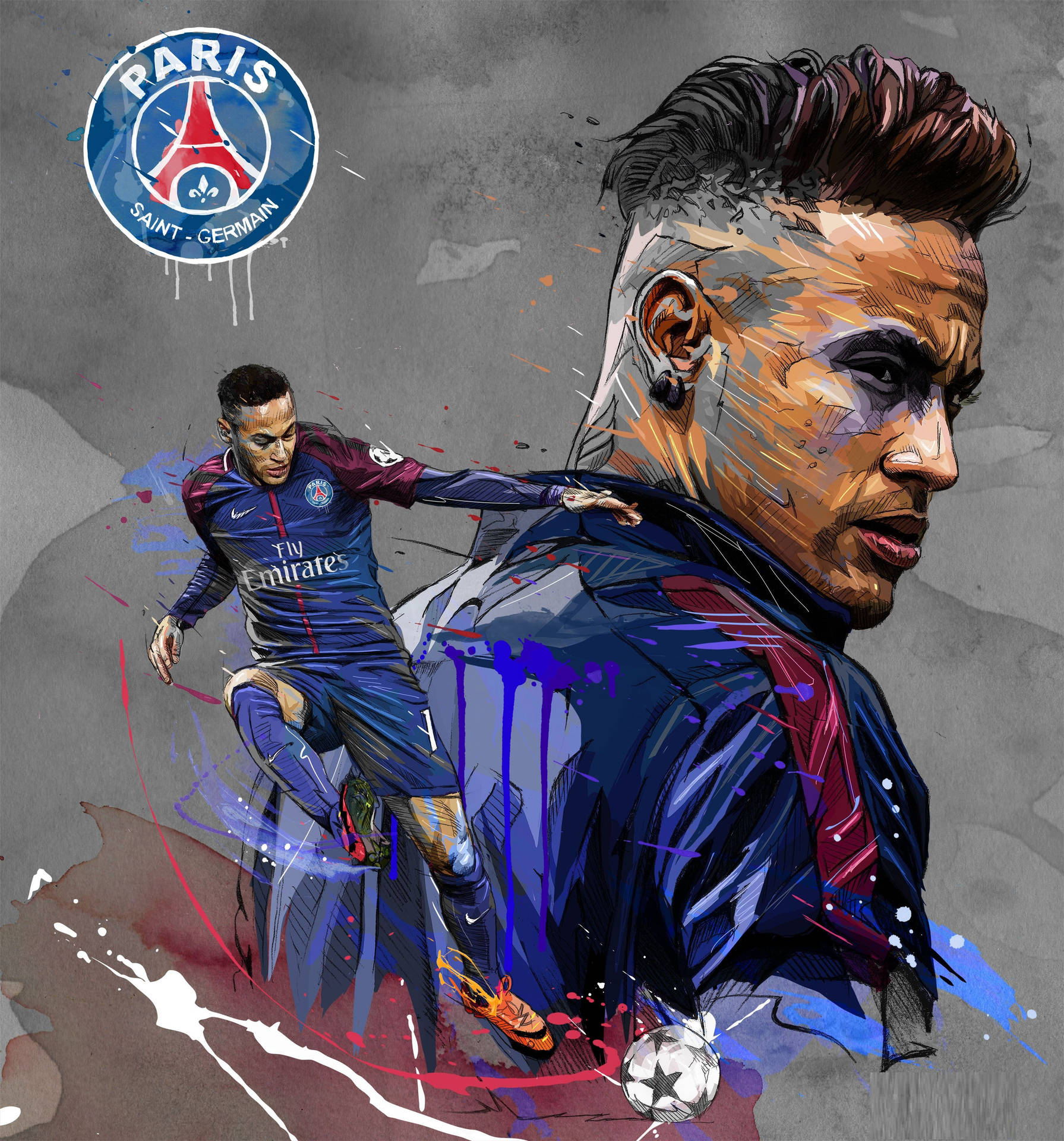 Neymar shakes hands with a fan after successfully completing his pen-tool artwork Wallpaper