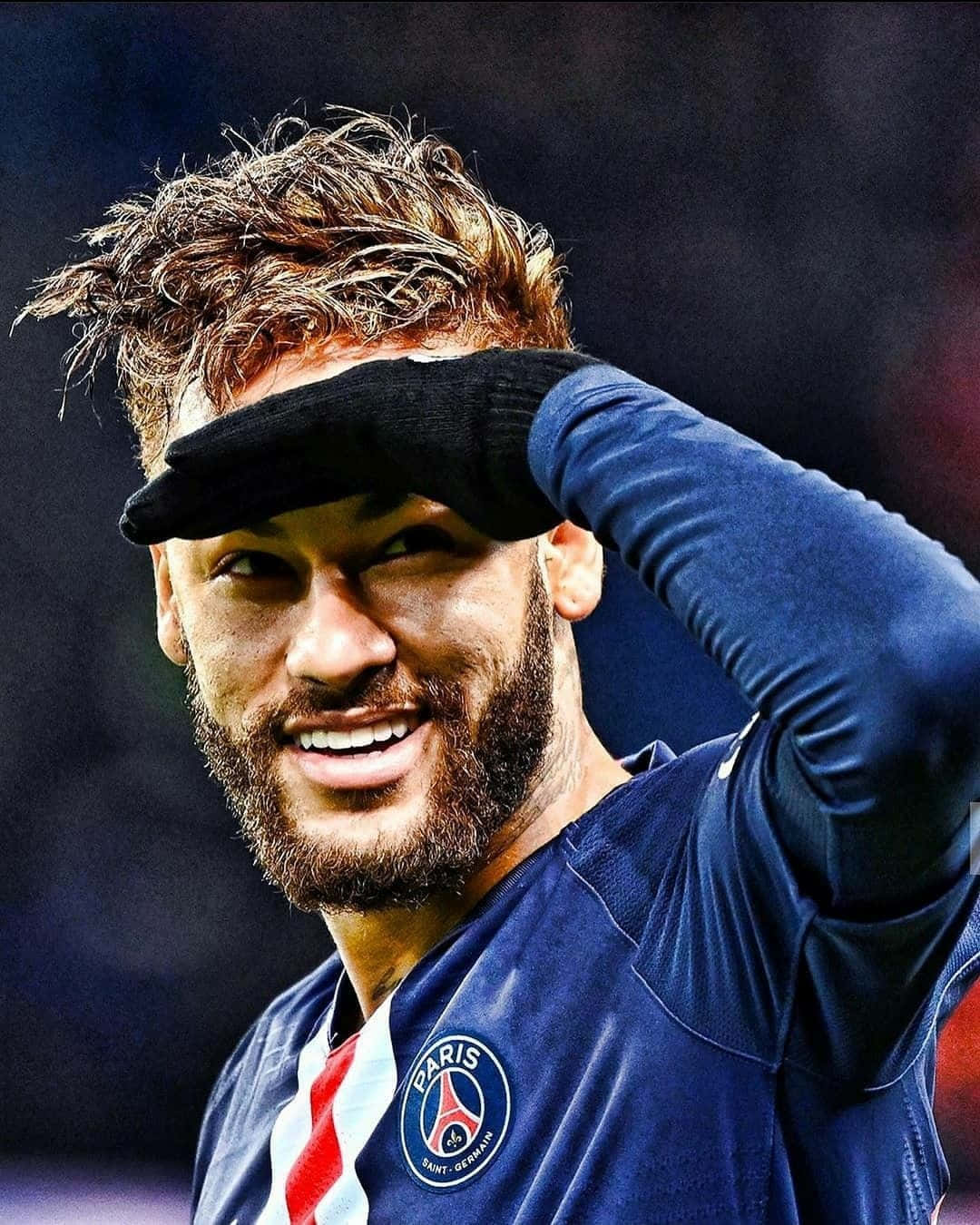 Neymar Smiling With Beard P S G Jersey Wallpaper
