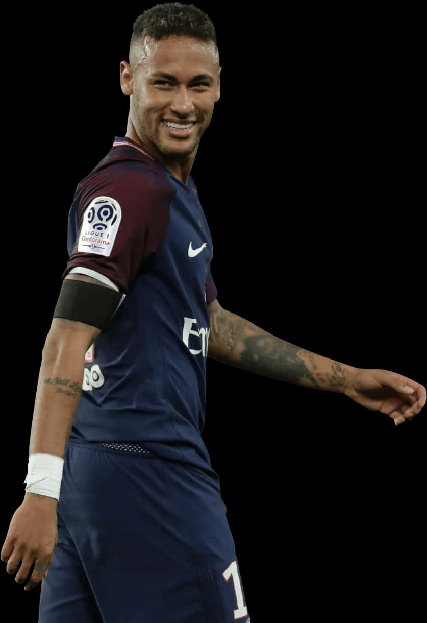 Neymar Smilingin Paris Saint Germain Kit PNG
