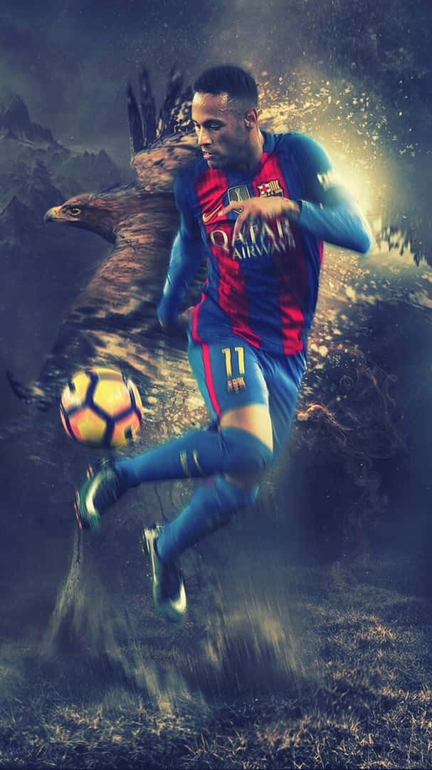 Neymari Aktion För Barcelona. Wallpaper