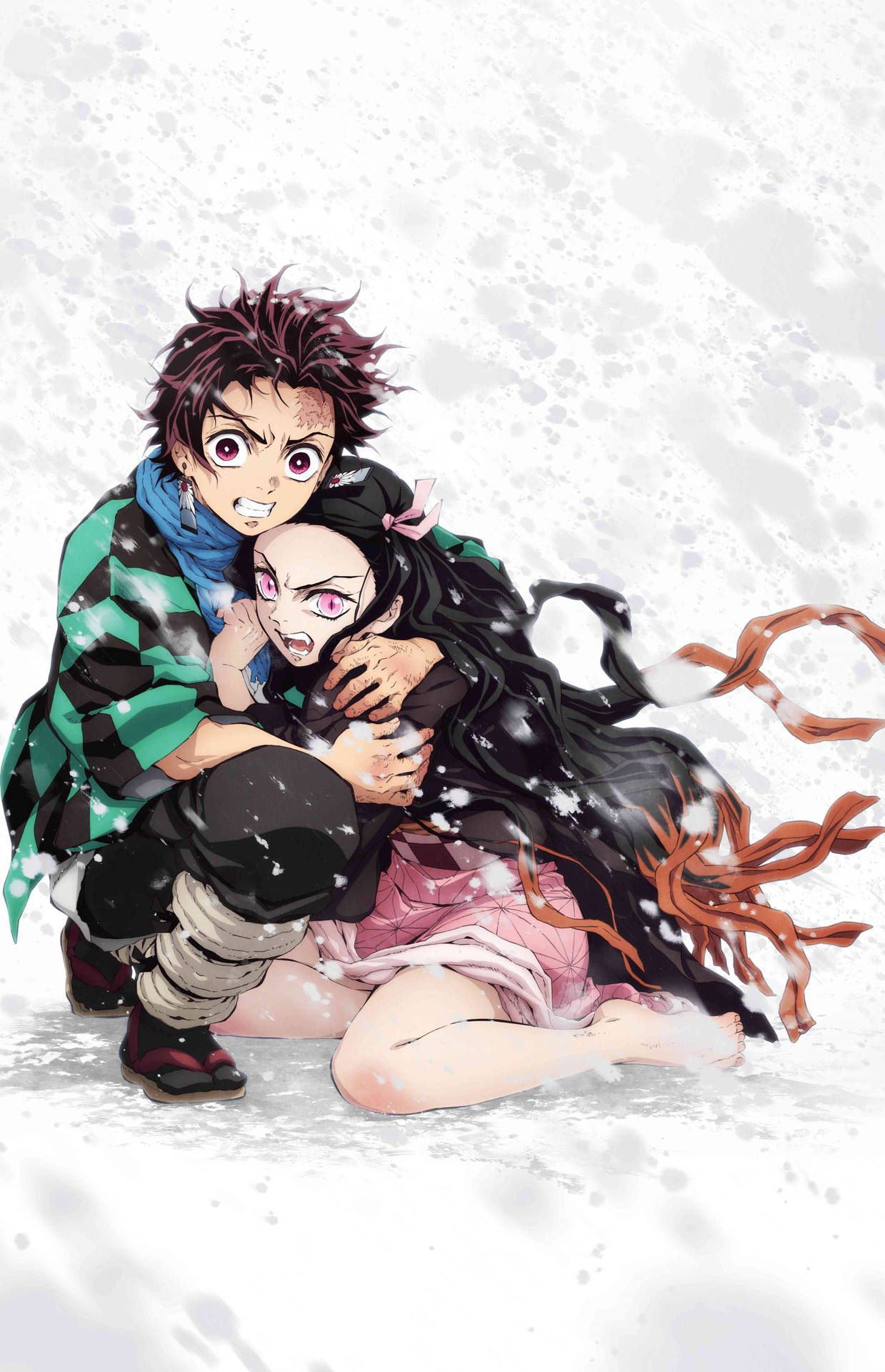 Nezuko and tanjiro kamado in a winter wonderland Wallpaper