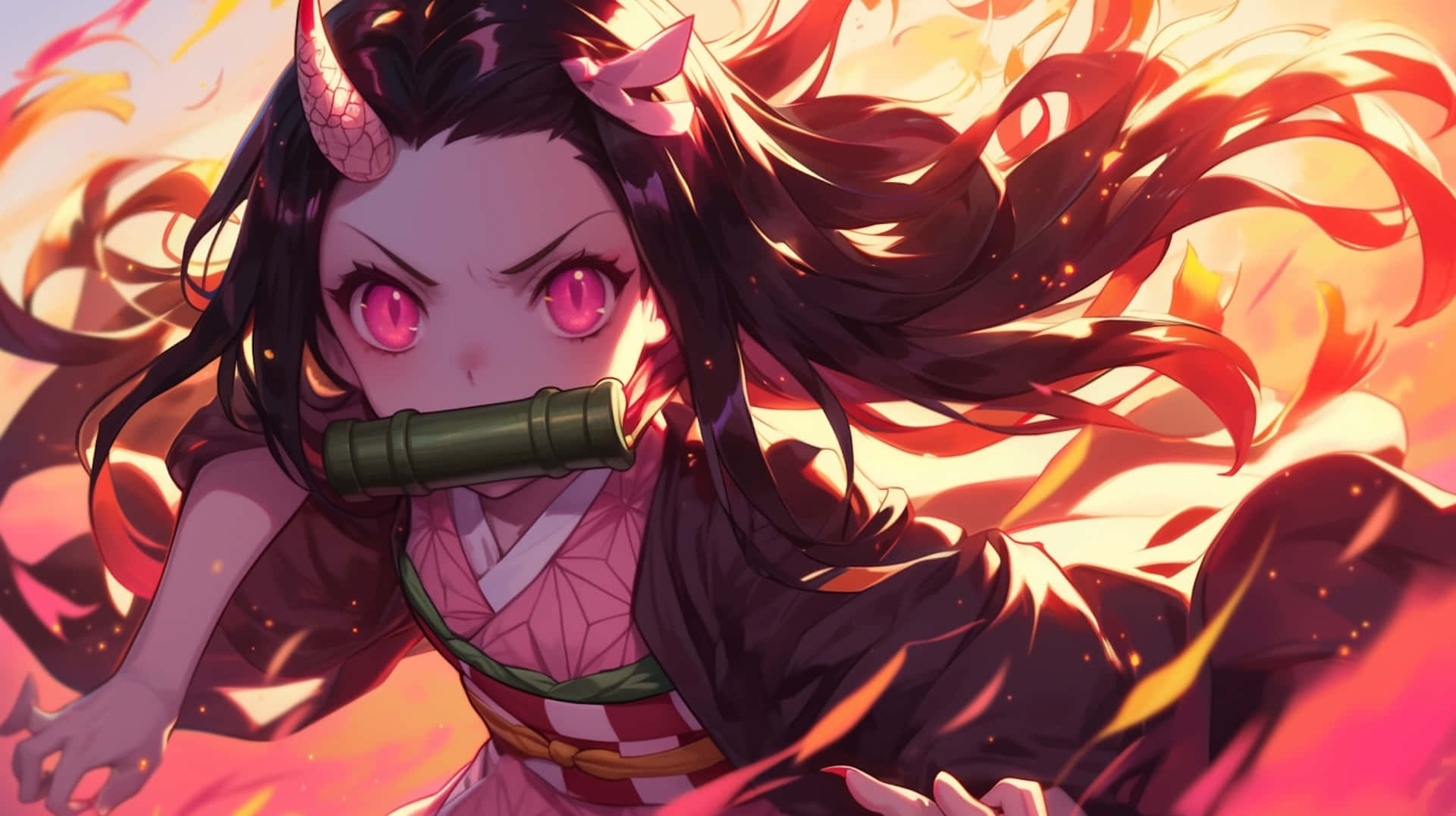 Nezuko Demon Form Artwork Wallpaper