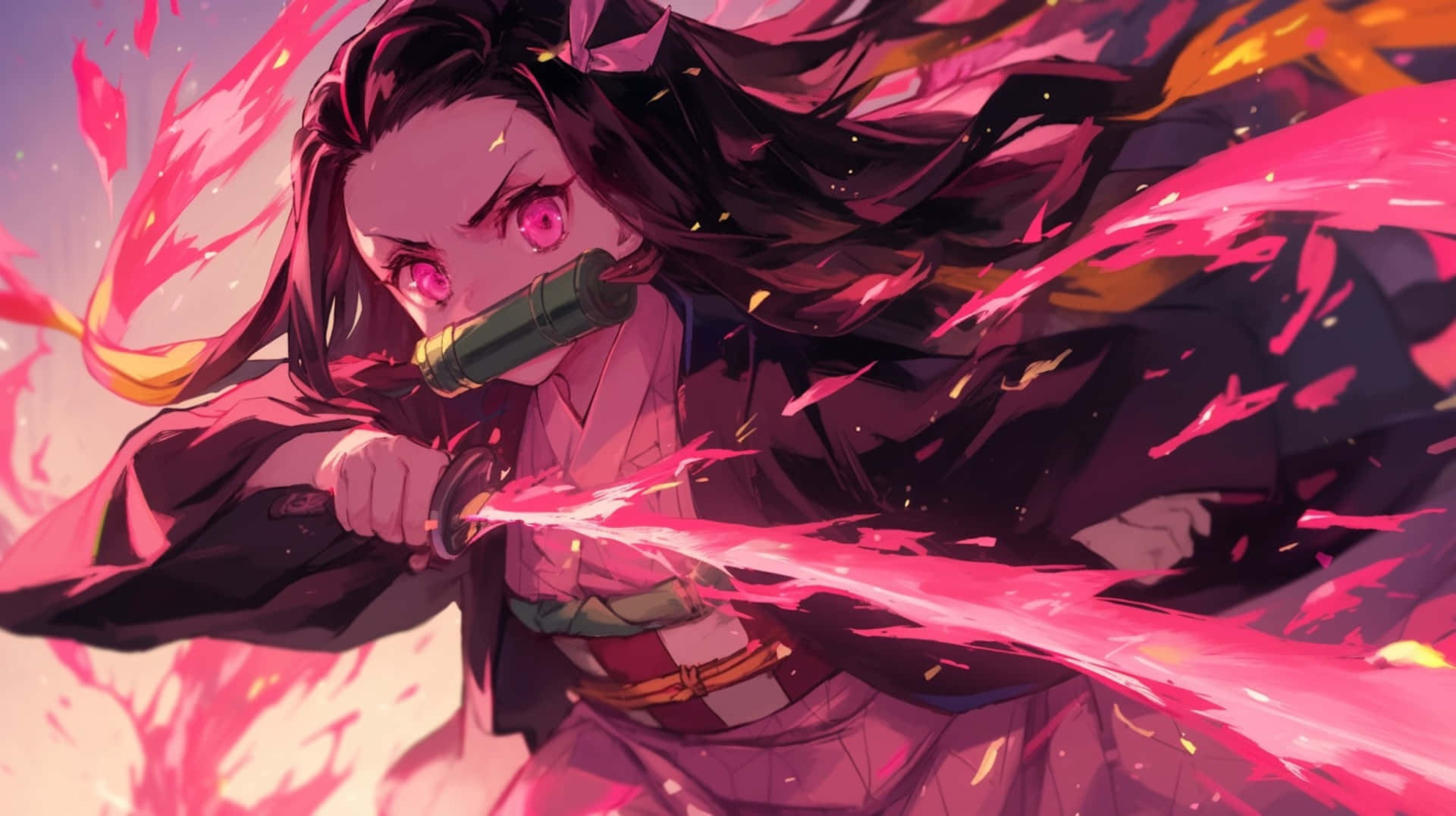 Nezuko Demon Form Powerful Aura Wallpaper