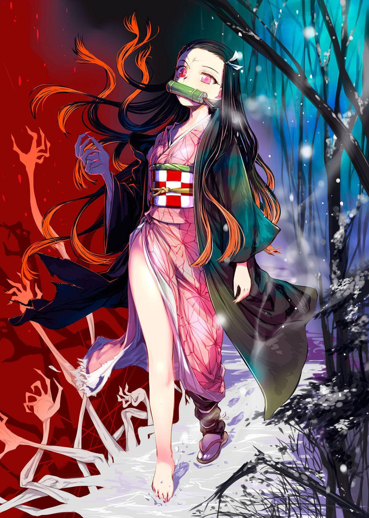 Enjoy the beauty of Nezuko every day with this exclusive wallpaper for your iPhone Wallpaper