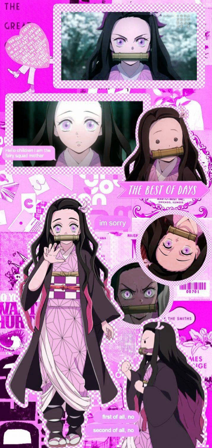 Nezuko Phone Collage Wallpaper