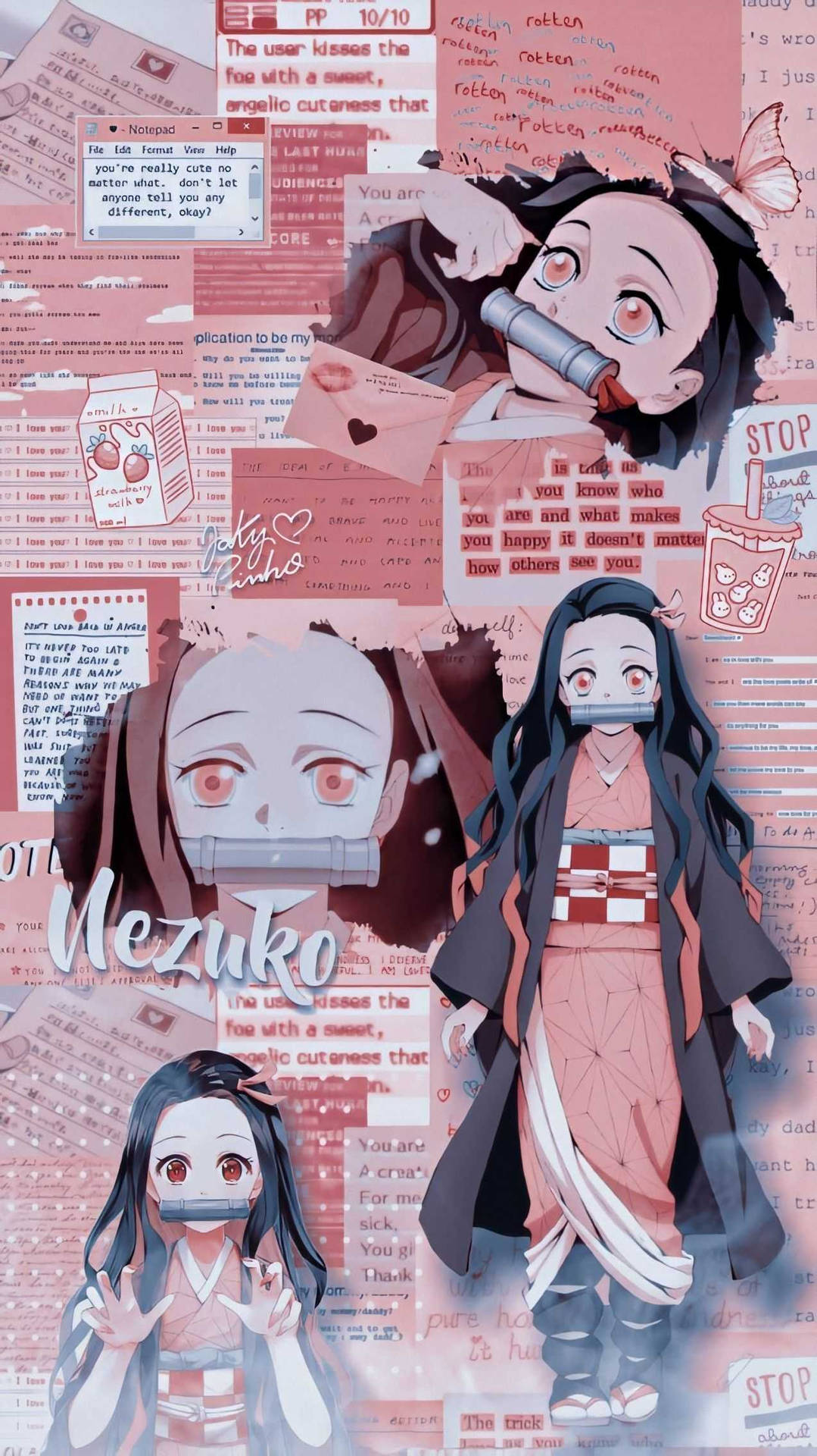 Download Nezuko Phone Notes And Letters Wallpaper 