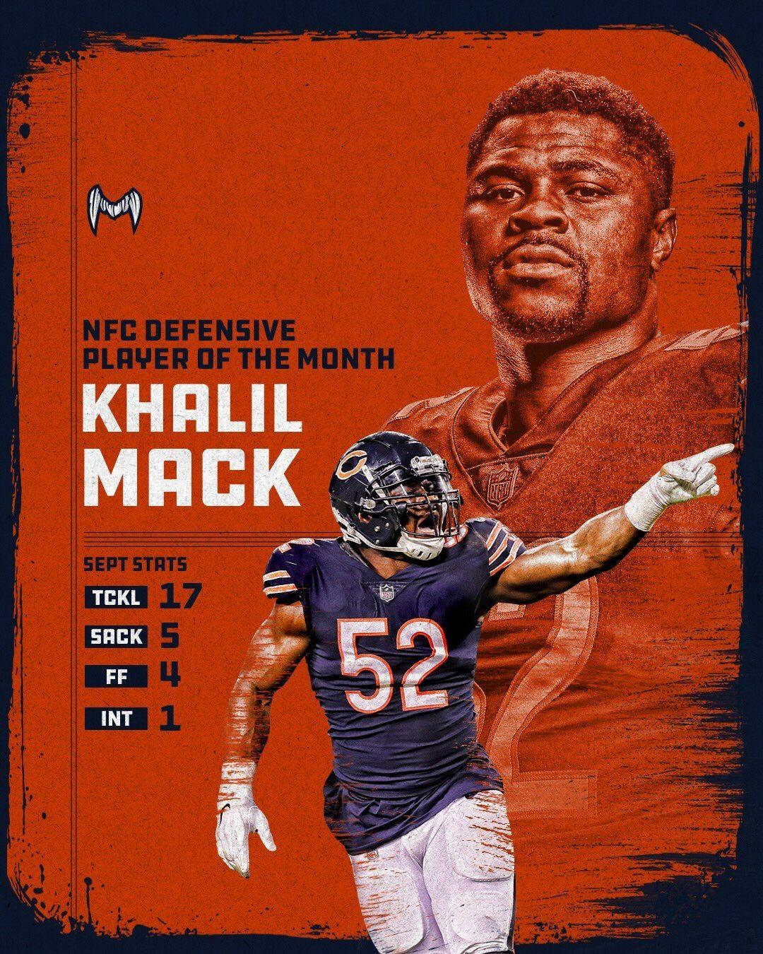 NFLs Chicago Bears besvarende spiller Khalil Mack Wallpaper