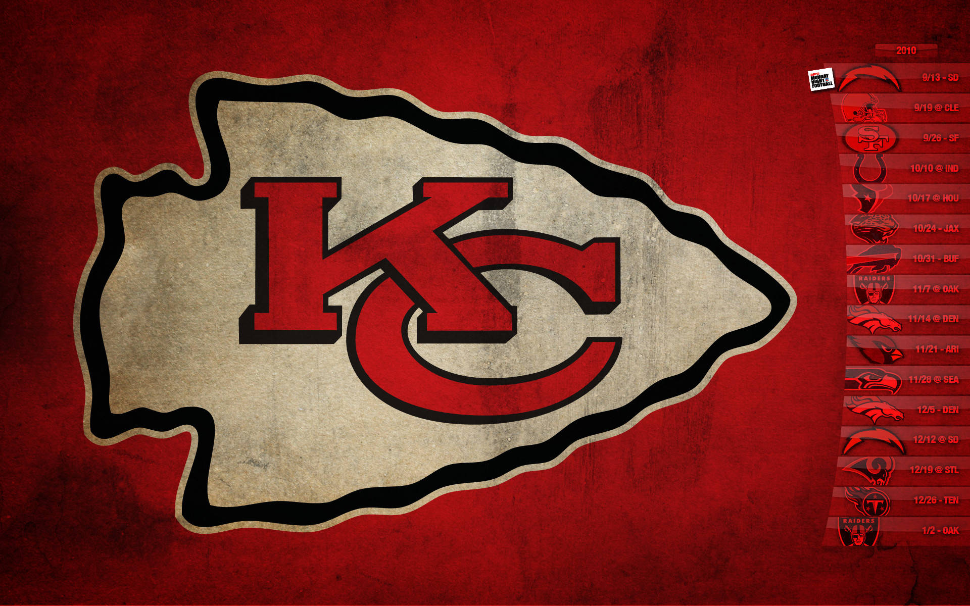 NFL Kansas City Chiefs Logo Tapet: Et berømt Chiefs Football tapet designet i klassiske farver. Wallpaper