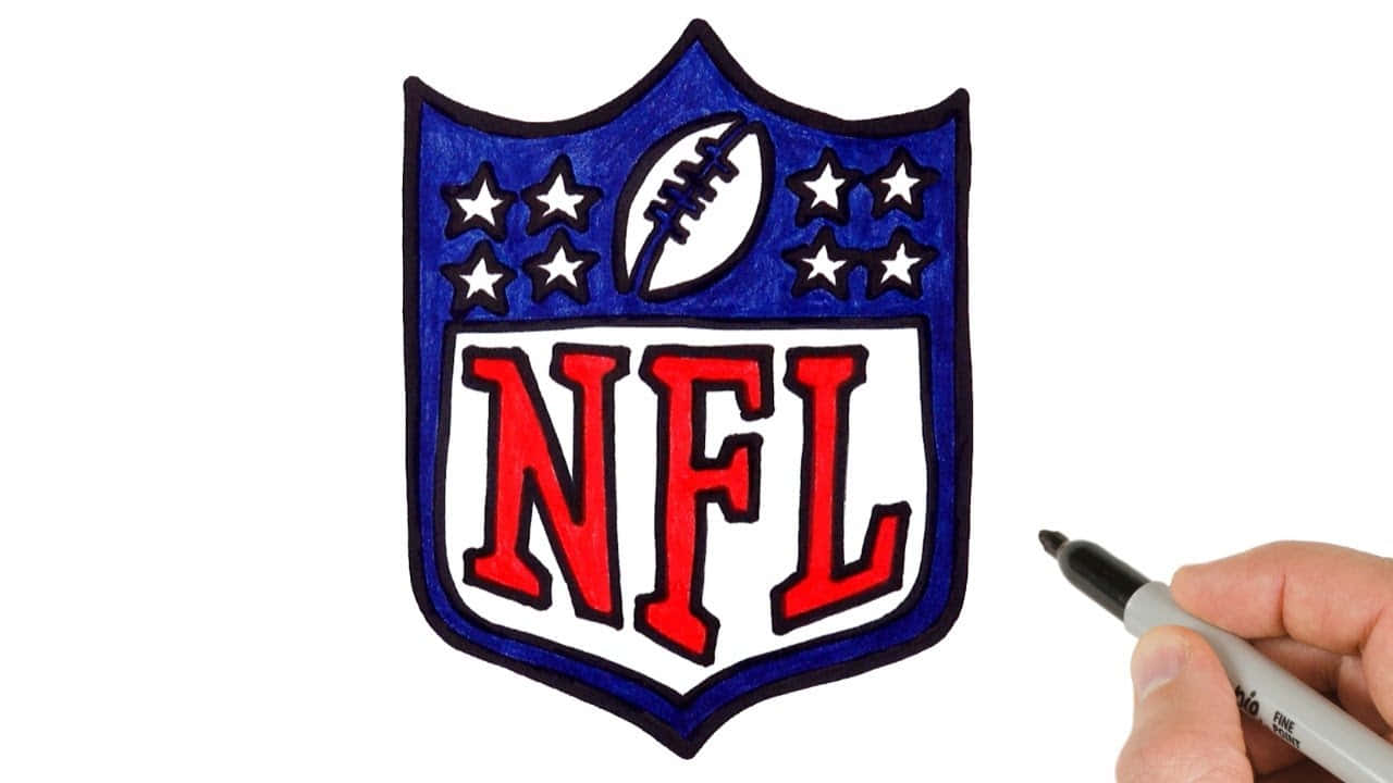 A Person Drawing The Nfl Logo With A Marker
