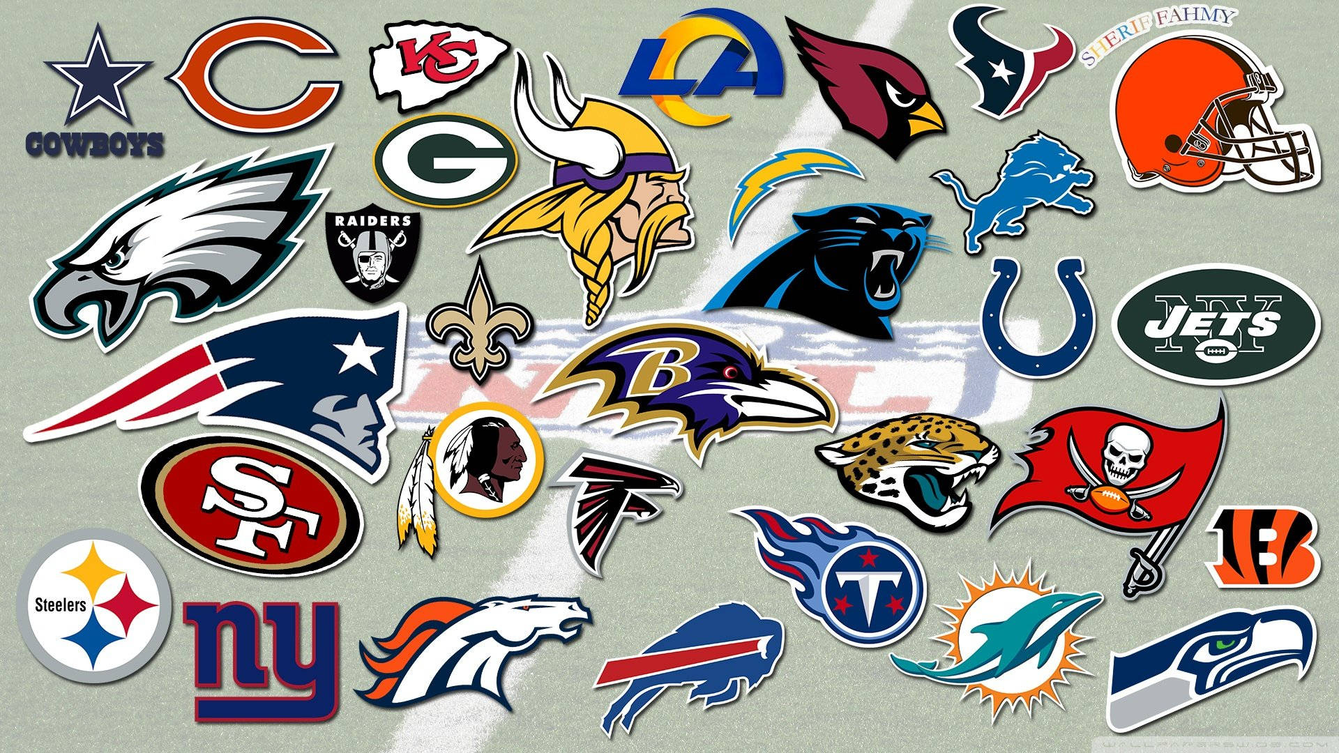 Logoer fra NFL på et mørkt felt Wallpaper