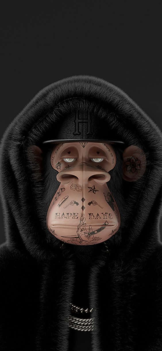 Nft Monkey With Face Tattoos Wallpaper