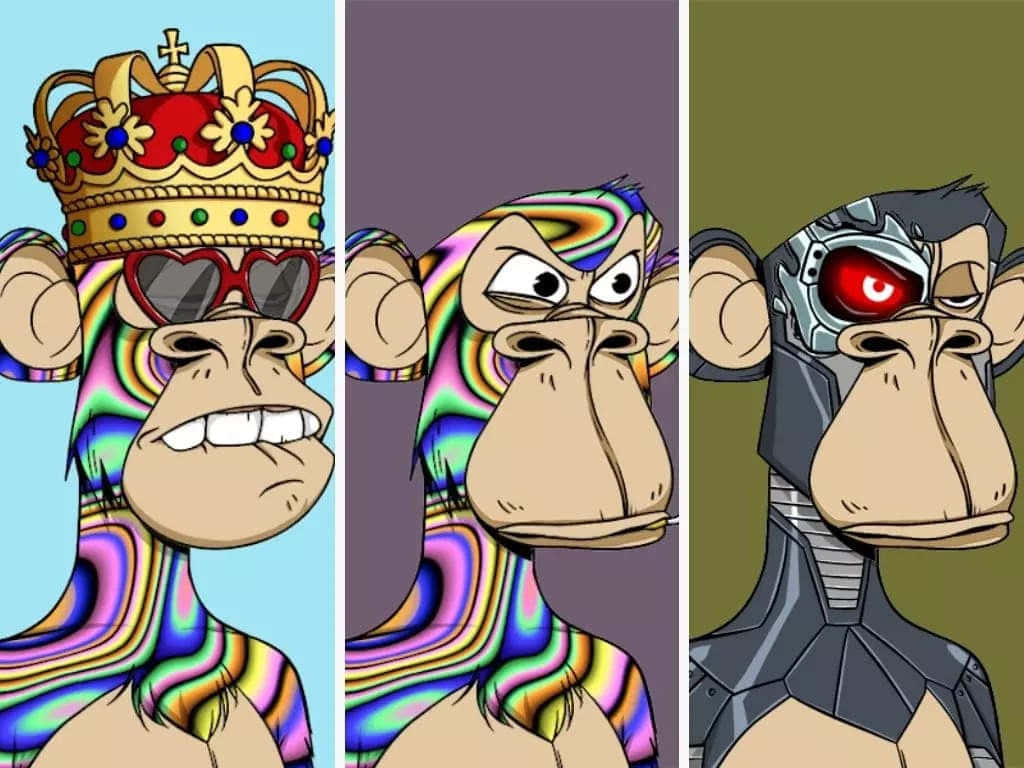 Three Cartoon Nft Monkey Wallpaper