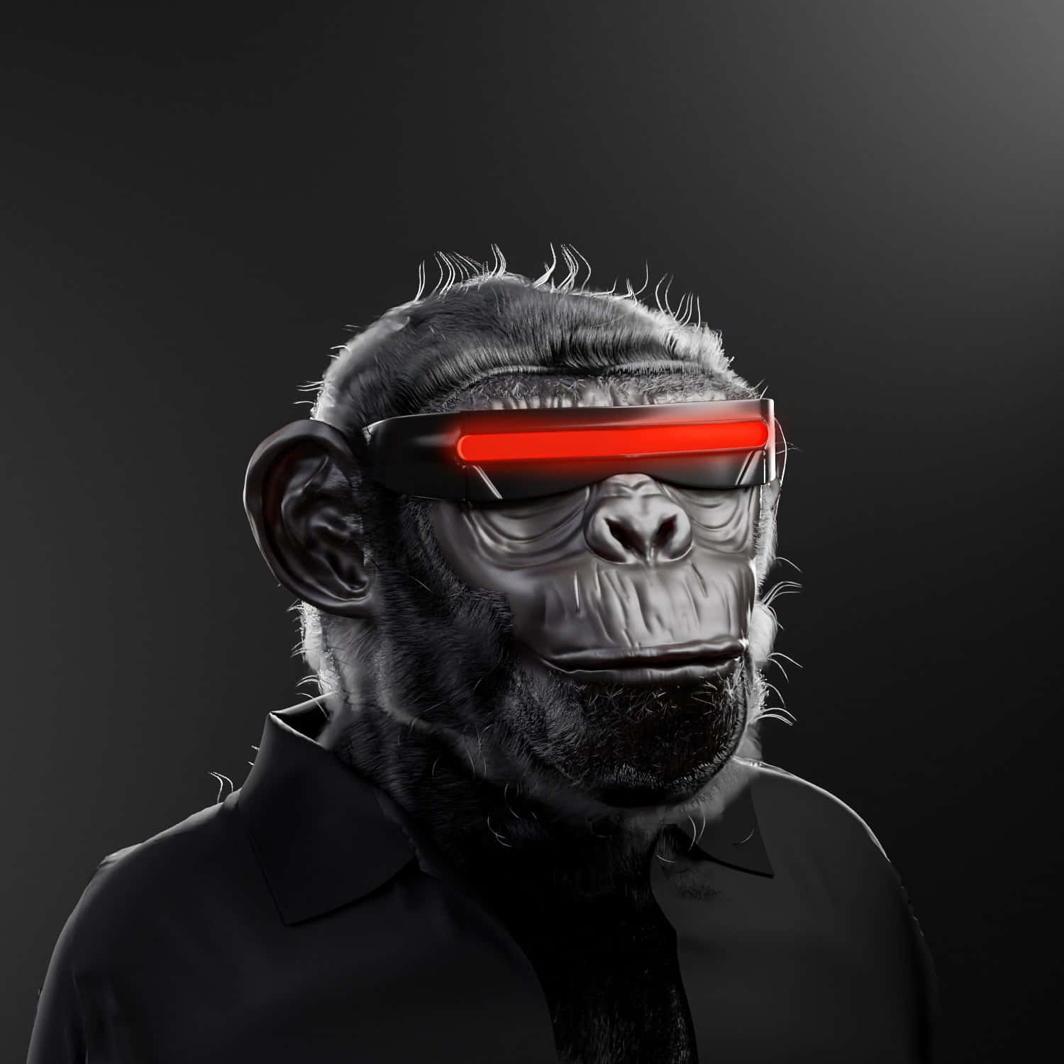 Einschimpanse Trägt Rote Brille Und Ein Rotes Licht. Wallpaper
