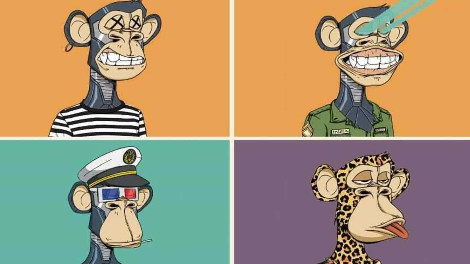 Nft Monkey Four Grid Collage Wallpaper